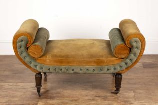 Window seat 19th Century, with an upholstered top, bolster cushions, and scroll ends, 104cm long x