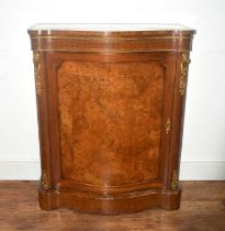 Burr walnut serpentine front cabinet French, late 19th Century, with gilt metal mounts, 90cm wide