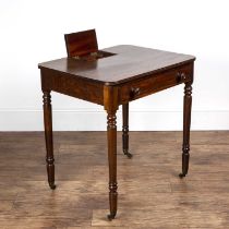 Mahogany writing table attributed to Gillows early 19th Century, with a single drawer, and flip-up