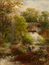 Thomas Dingle (act. 1846-1888) Untitled: Woodland Cottage, oil on board, signed to the lower