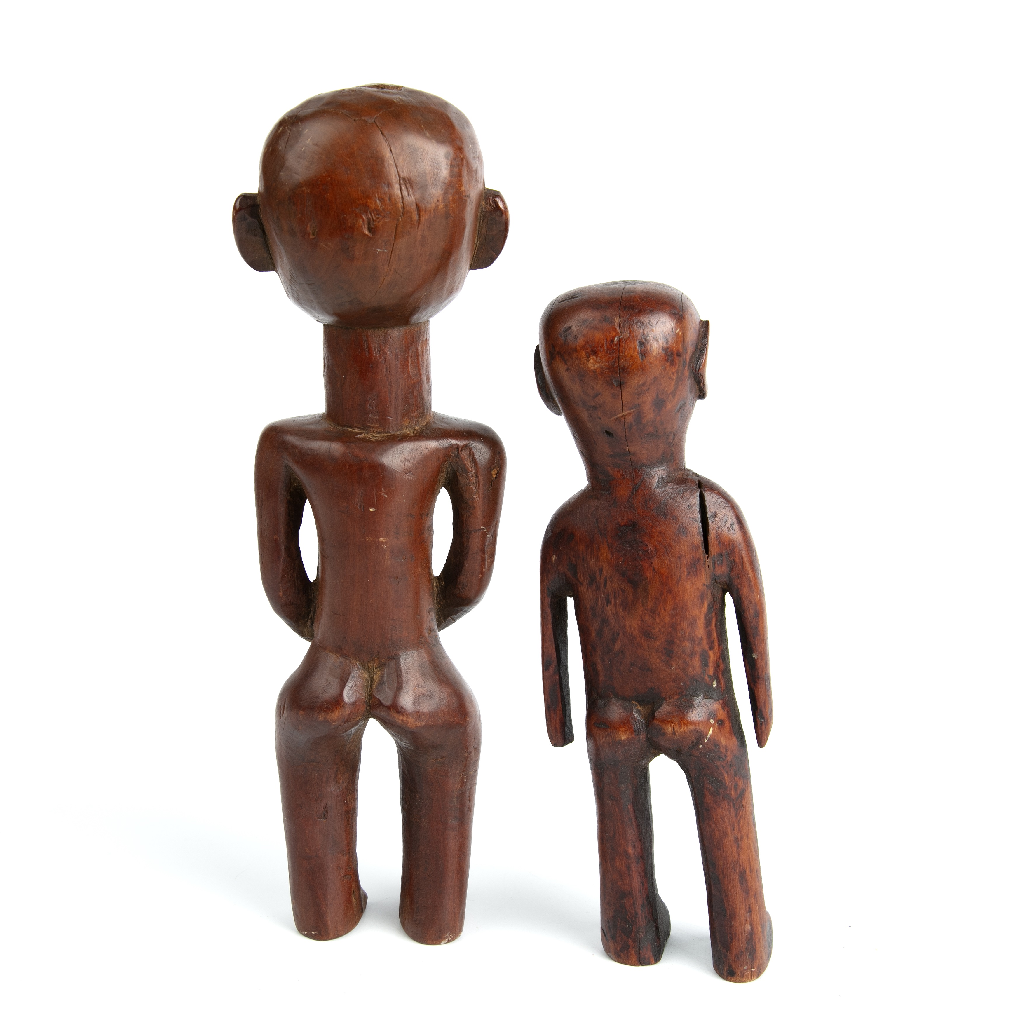 Two antique carved hardwood South African figures the largest 24cm high. - Image 3 of 4