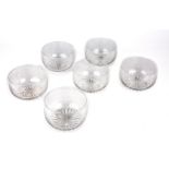 A set of six Georgian glass finger bowls with engraved Greek key decoration circa 1820 12cm wide 8cm