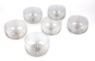 A set of six Georgian glass finger bowls with engraved Greek key decoration circa 1820 12cm wide 8cm