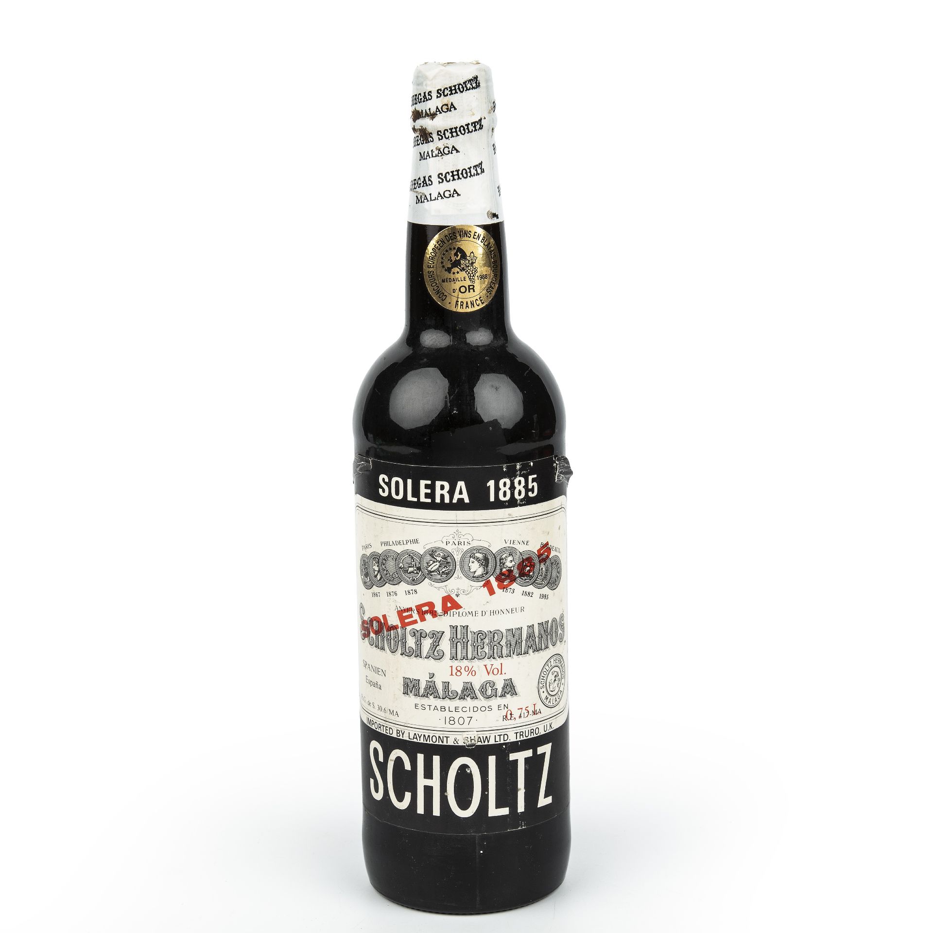 A bottle of Scholtz Hermanos Solera 1885 sherry Qty: 1