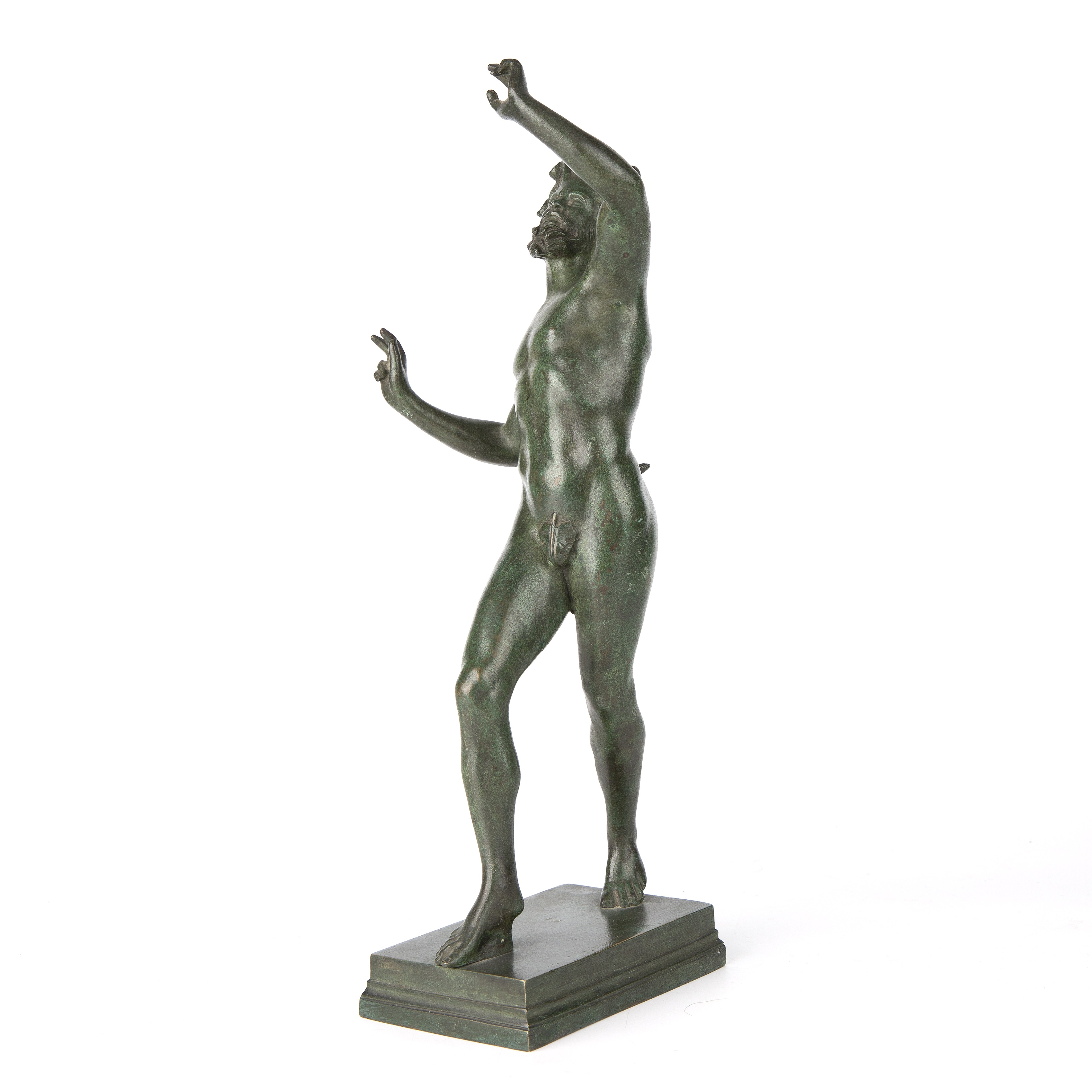 A 20th century bronze faun 13cm wide 34cm high - Image 2 of 5