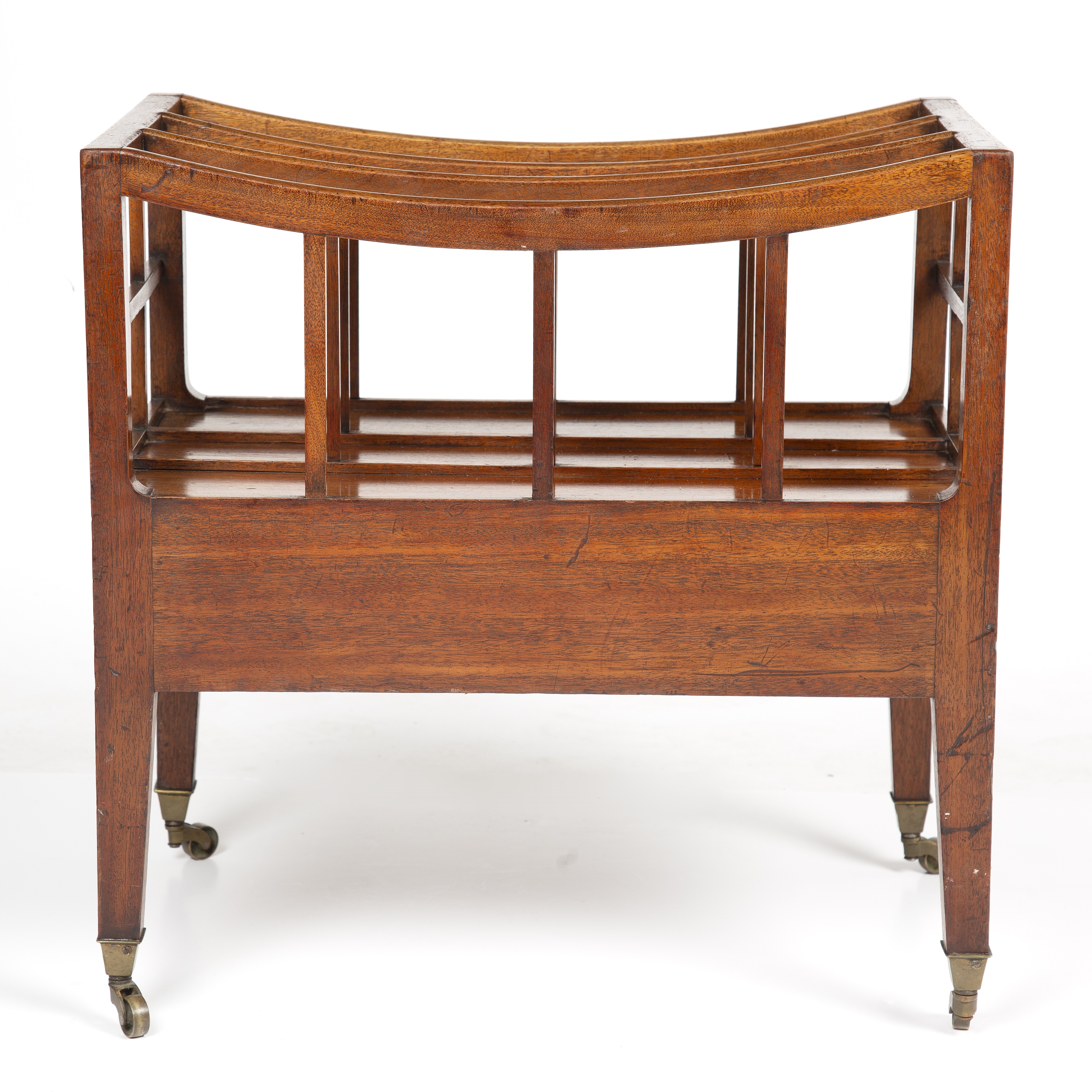 A Regency mahogany canterbury with four sections, a single drawer and square legs terminating in - Image 4 of 4