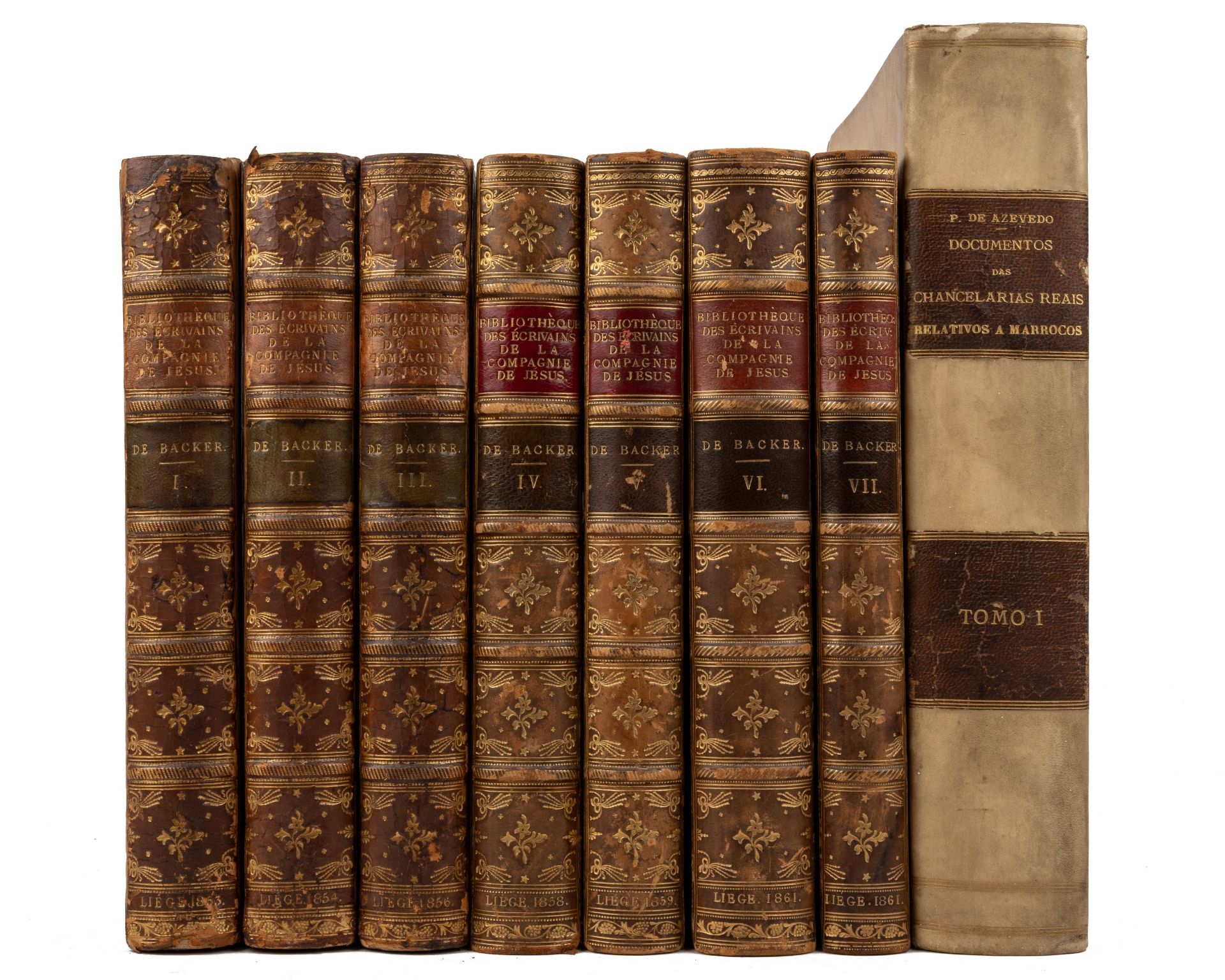 Backer (Augustin et Alois de). Bibliothéque des Ecrivoins de la Compagnie de Jesus... 7 vols 4to. - Image 2 of 2