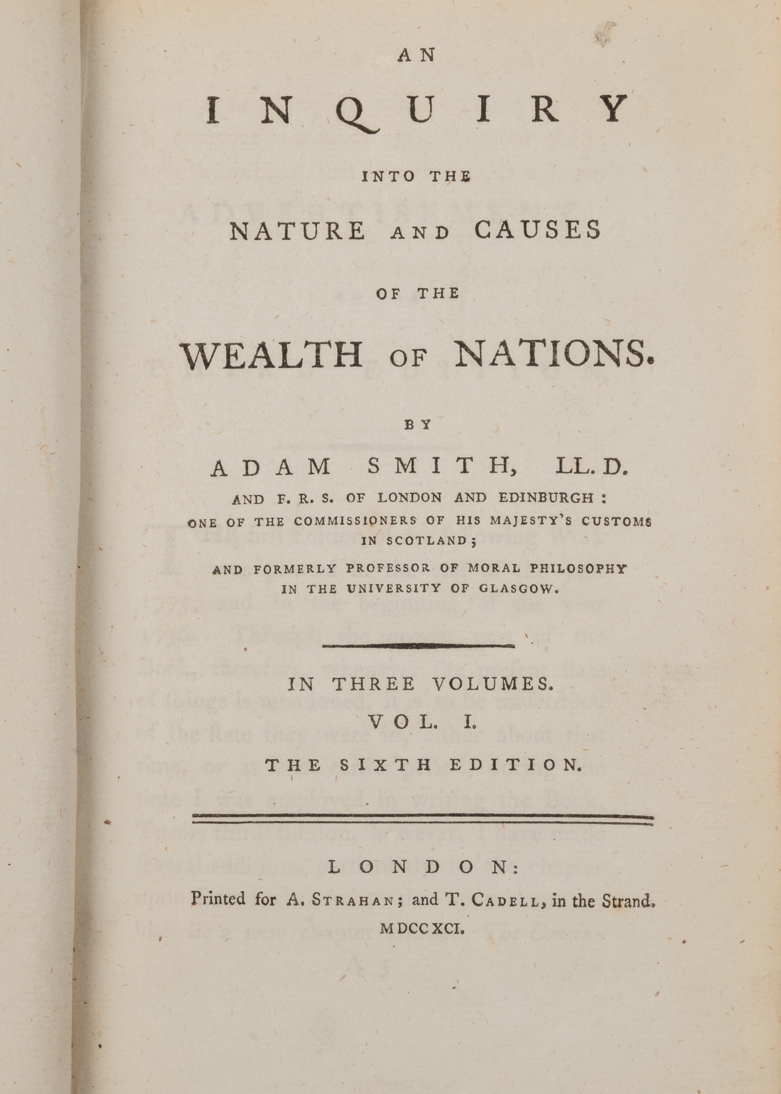 Smith (Adam) 'An Inquiry into the Nature and Causes of the Wealth of Nations' 3 vols. 6th Ed. - Image 3 of 7