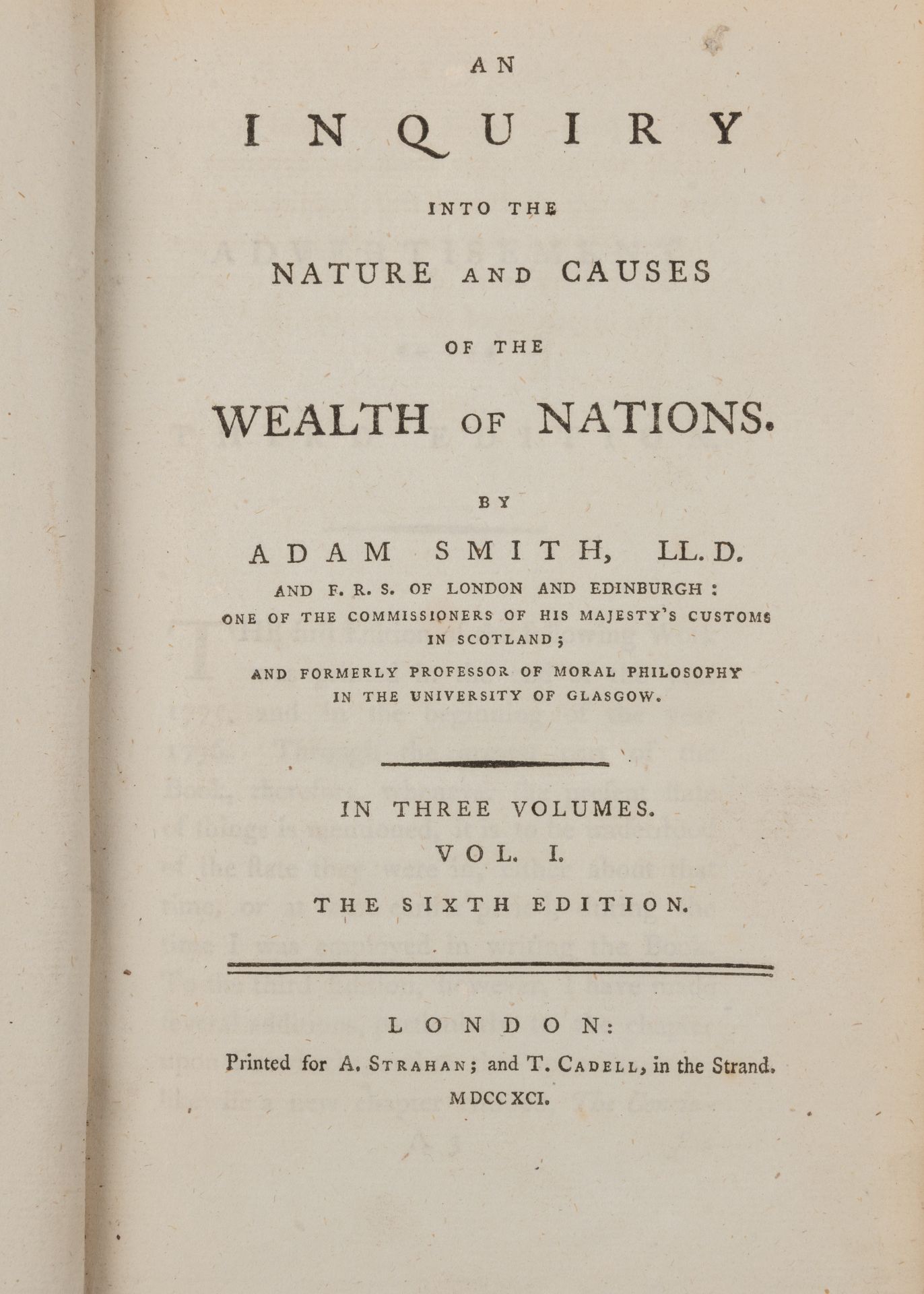 Smith (Adam) 'An Inquiry into the Nature and Causes of the Wealth of Nations' 3 vols. 6th Ed. - Image 3 of 7