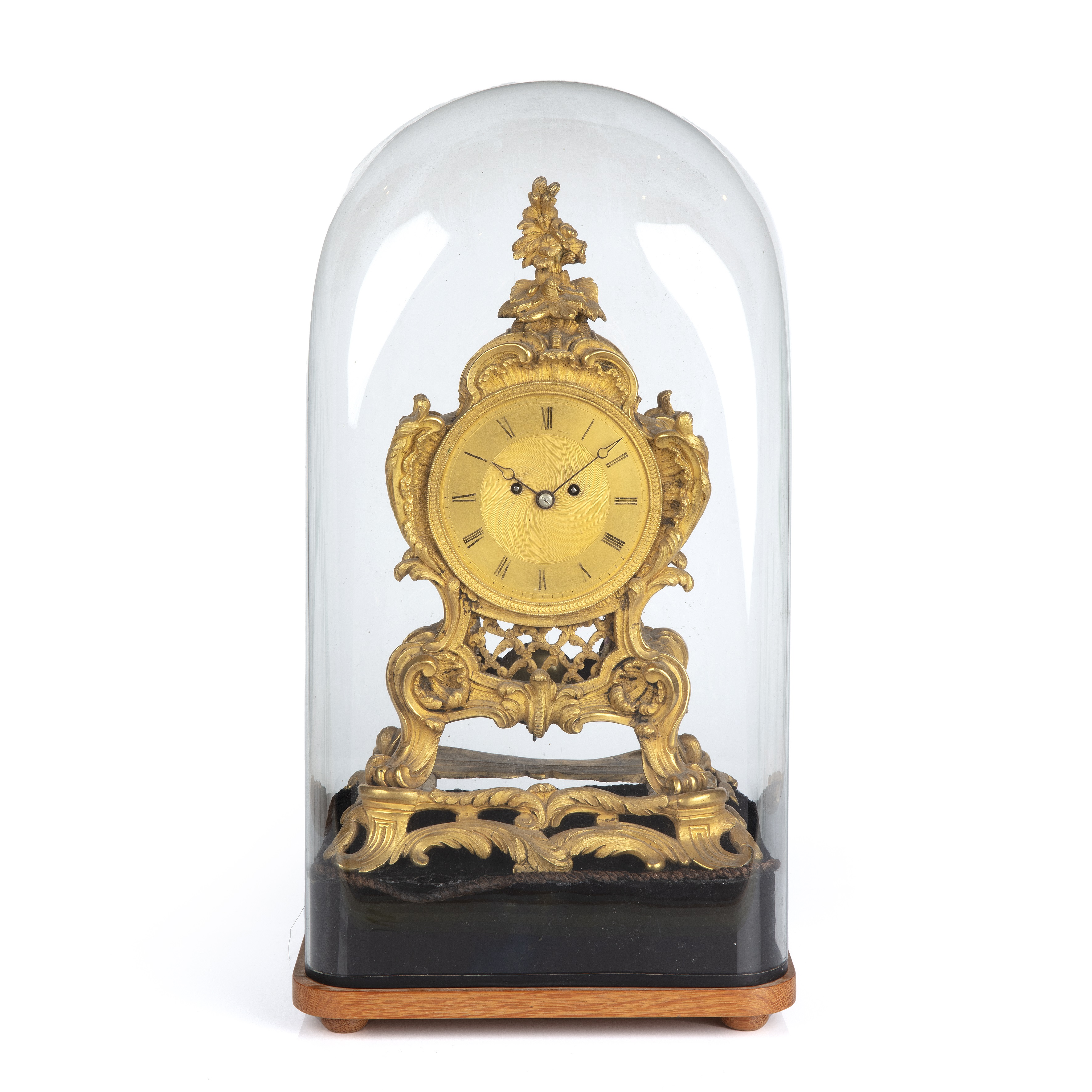 A 19th century ormolu table or mantle clock, the engine turned Roman dial signed John Peterkin,