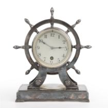 A Victorian silver plated novelty ships timepiece/barometer by Elkington and Co, awarded to Lord