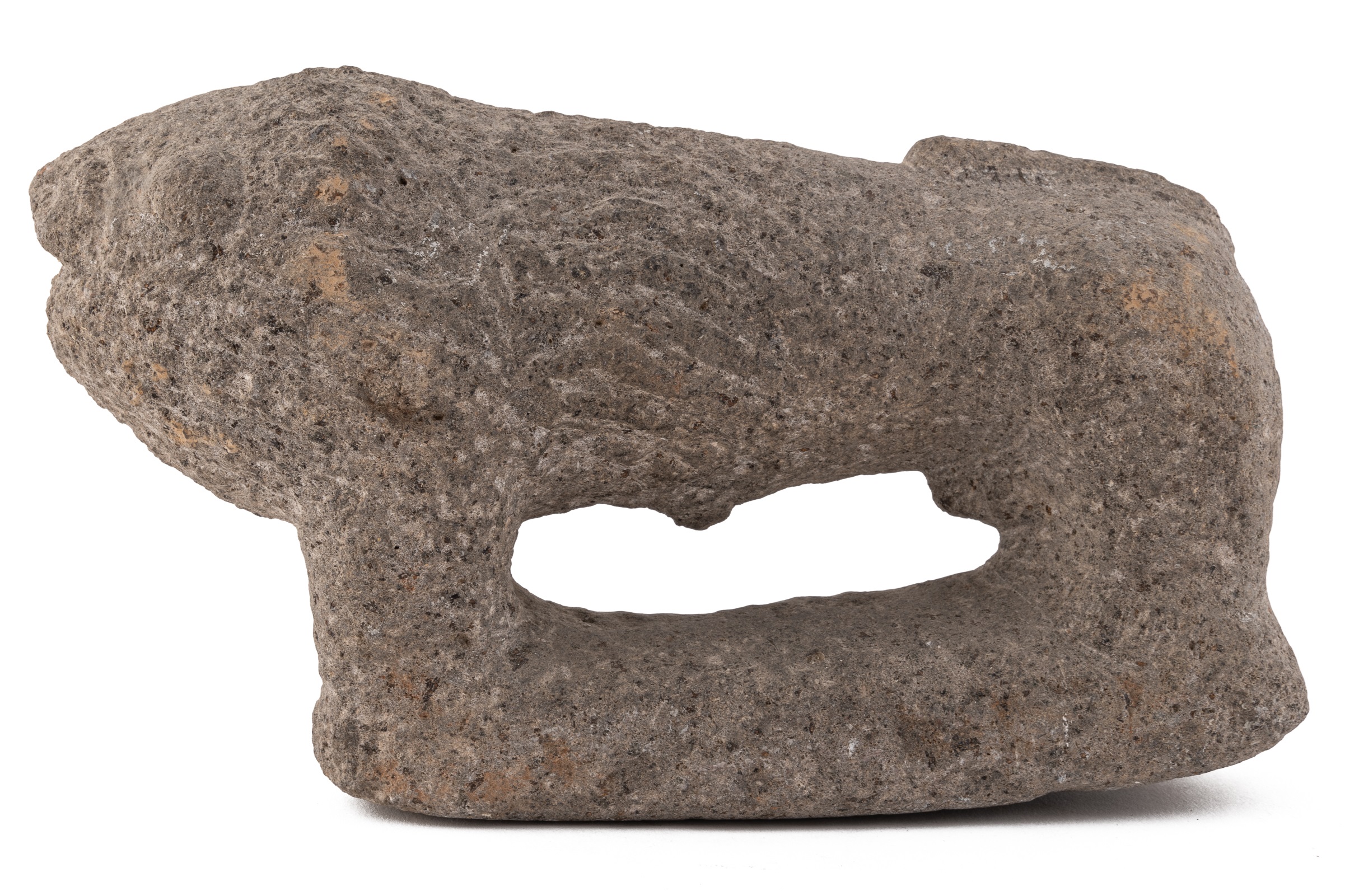 An ancient stone handmill in the form of a lion, possibly Babylonian 22cm wide 13cm high. Passed - Image 2 of 5