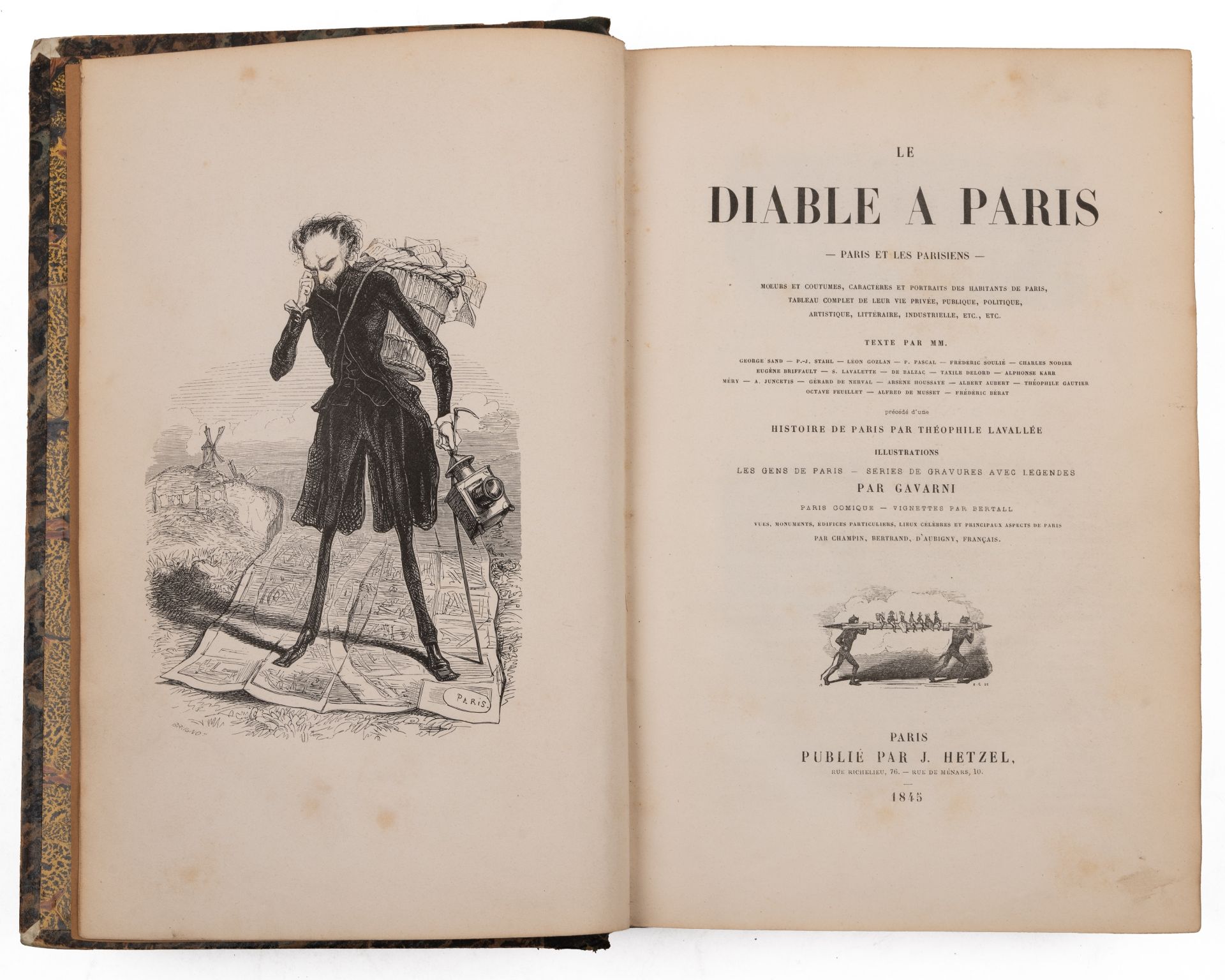 Le Diable a Paris. 2 vols. Hetzel, Paris 1845. Gavarni ( Paul)(Illus) marbled boards plus Janin ( - Bild 2 aus 2