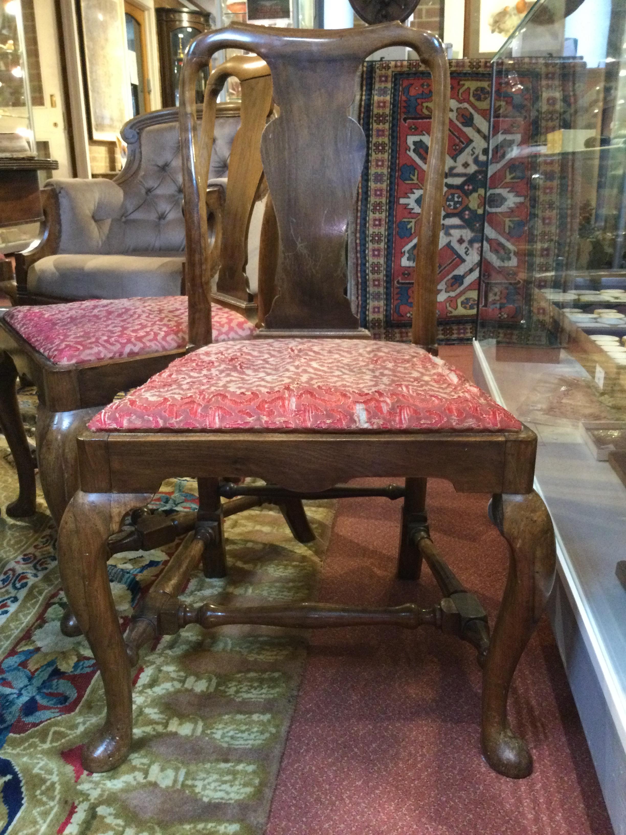 A set of four Queen Anne style walnut chairs, with inset seats and cabriole legs, 57cm wide 53cm - Image 14 of 17