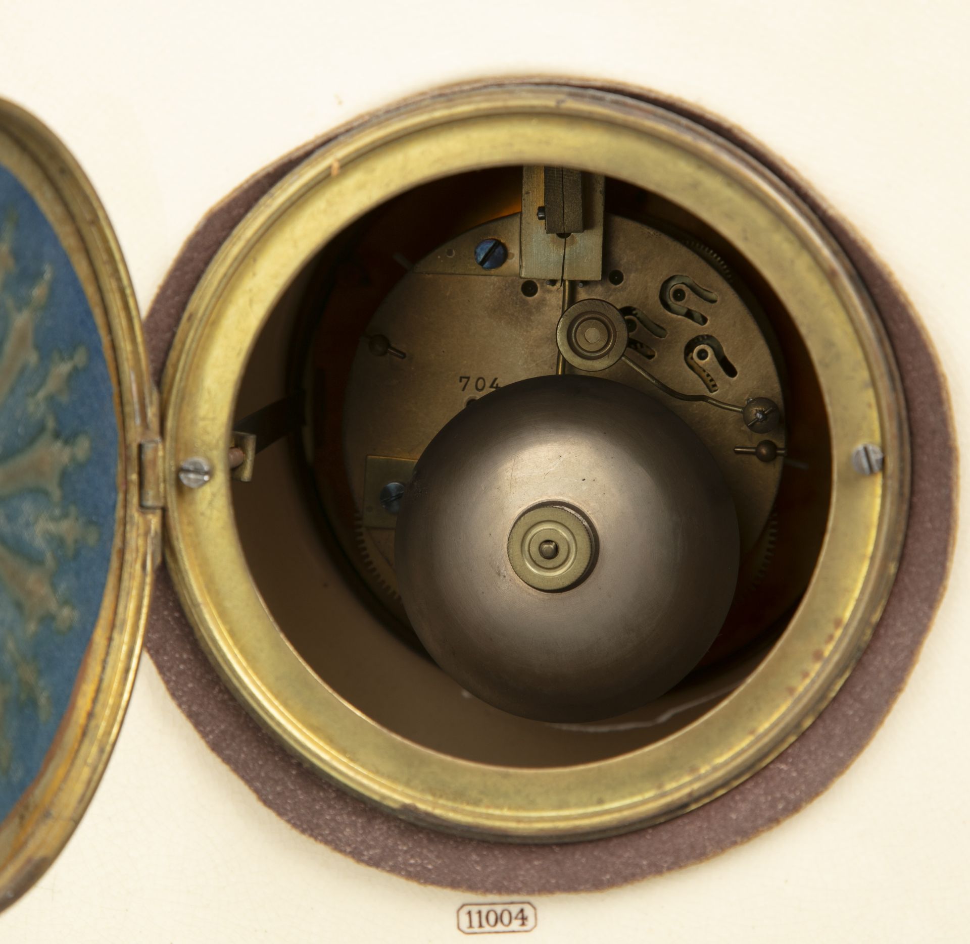 A Macintyre and Co. pottery case mantel clock, the enamelled dial with roman numerals overall, 25. - Image 5 of 5