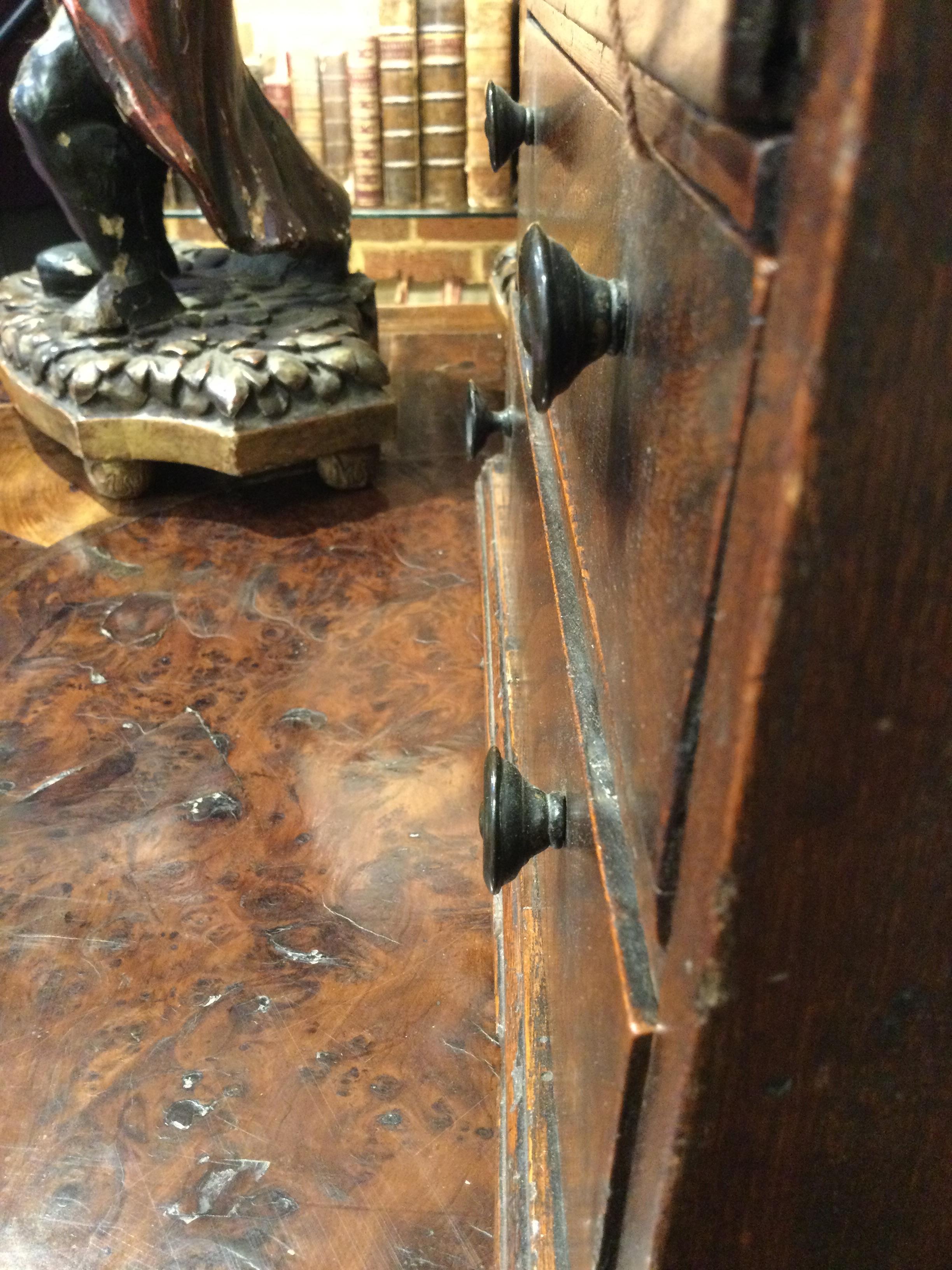 An 18th century elm apprentice bureau bookcase with panelled doors above a fall front three - Image 10 of 26