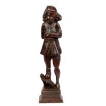 An antique carved oak sculpture of Saint Roch and his dog circa 1600 11cm wide 43cm high
