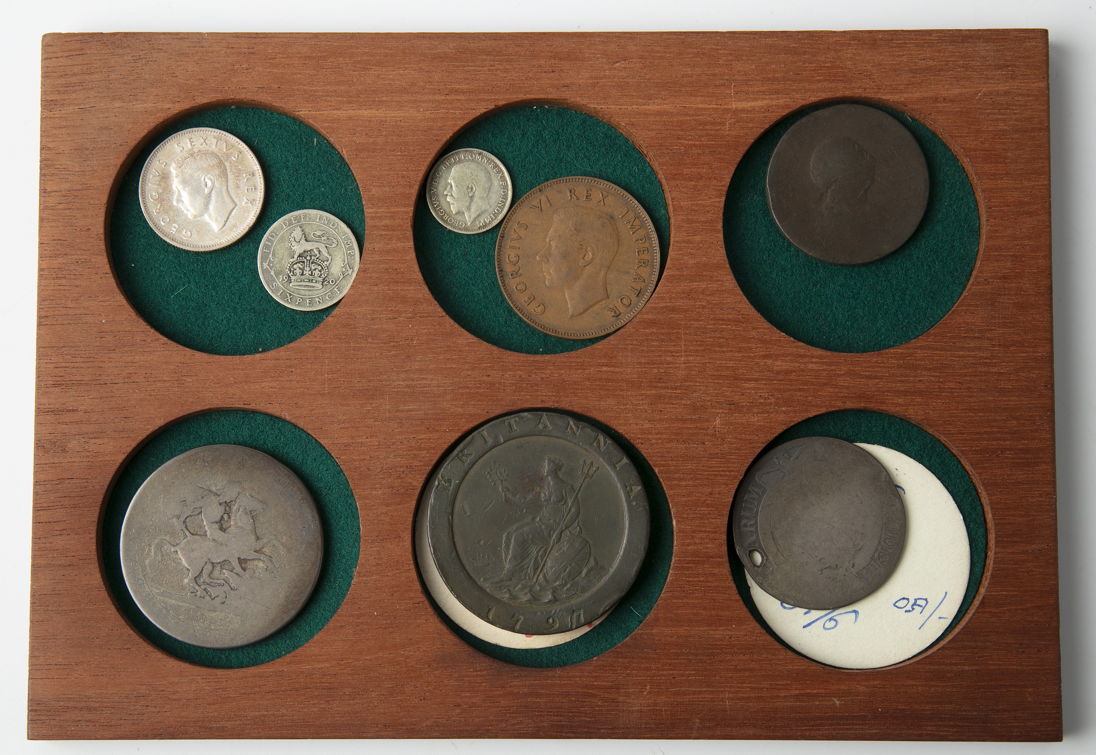 A cabinet on antique coins to include Roman coins, Gordian III, other coins George III 1787 - Image 7 of 12