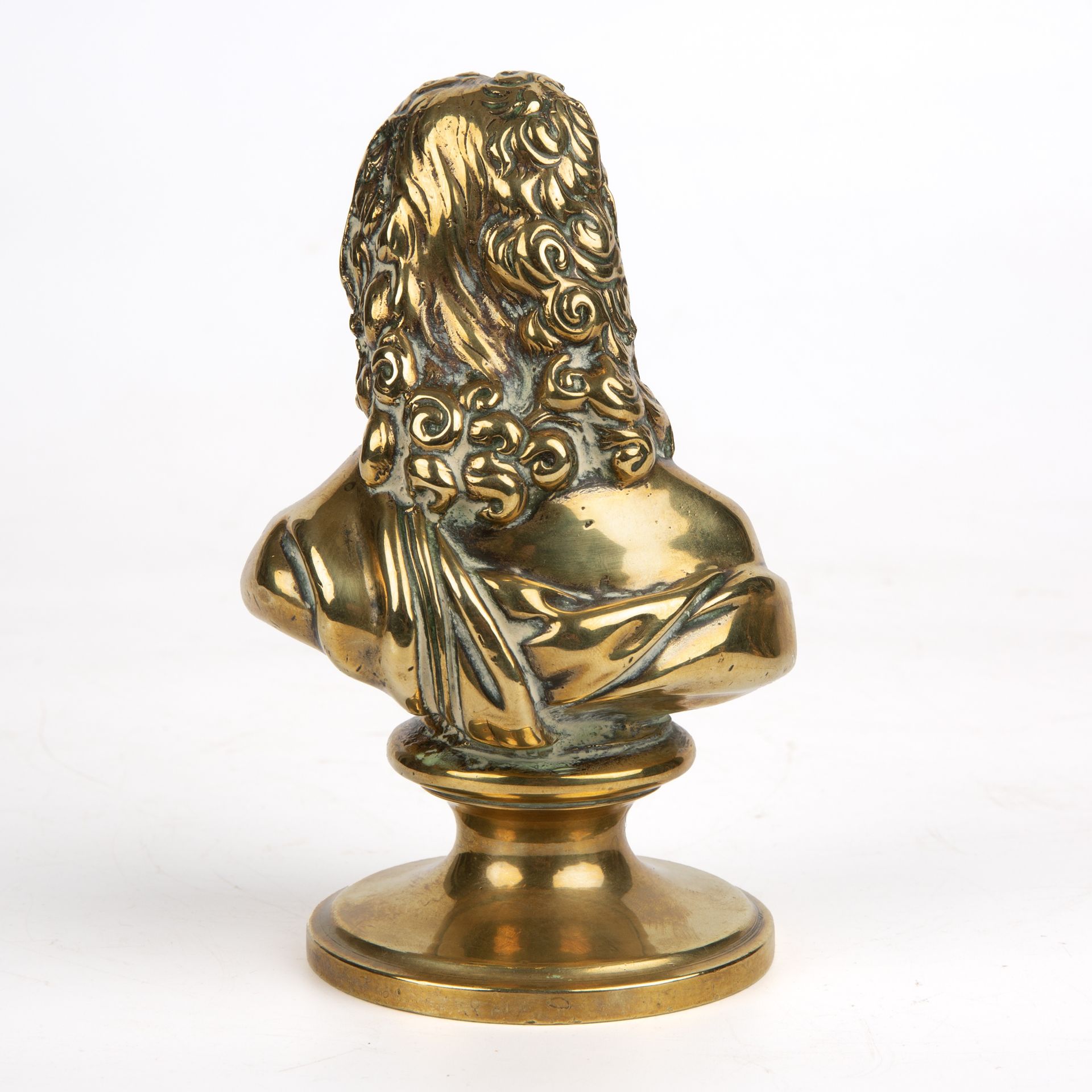 A late 19th century gilt metal head and shoulder bust of a gentleman 10cm wide 15cm high. - Bild 2 aus 3