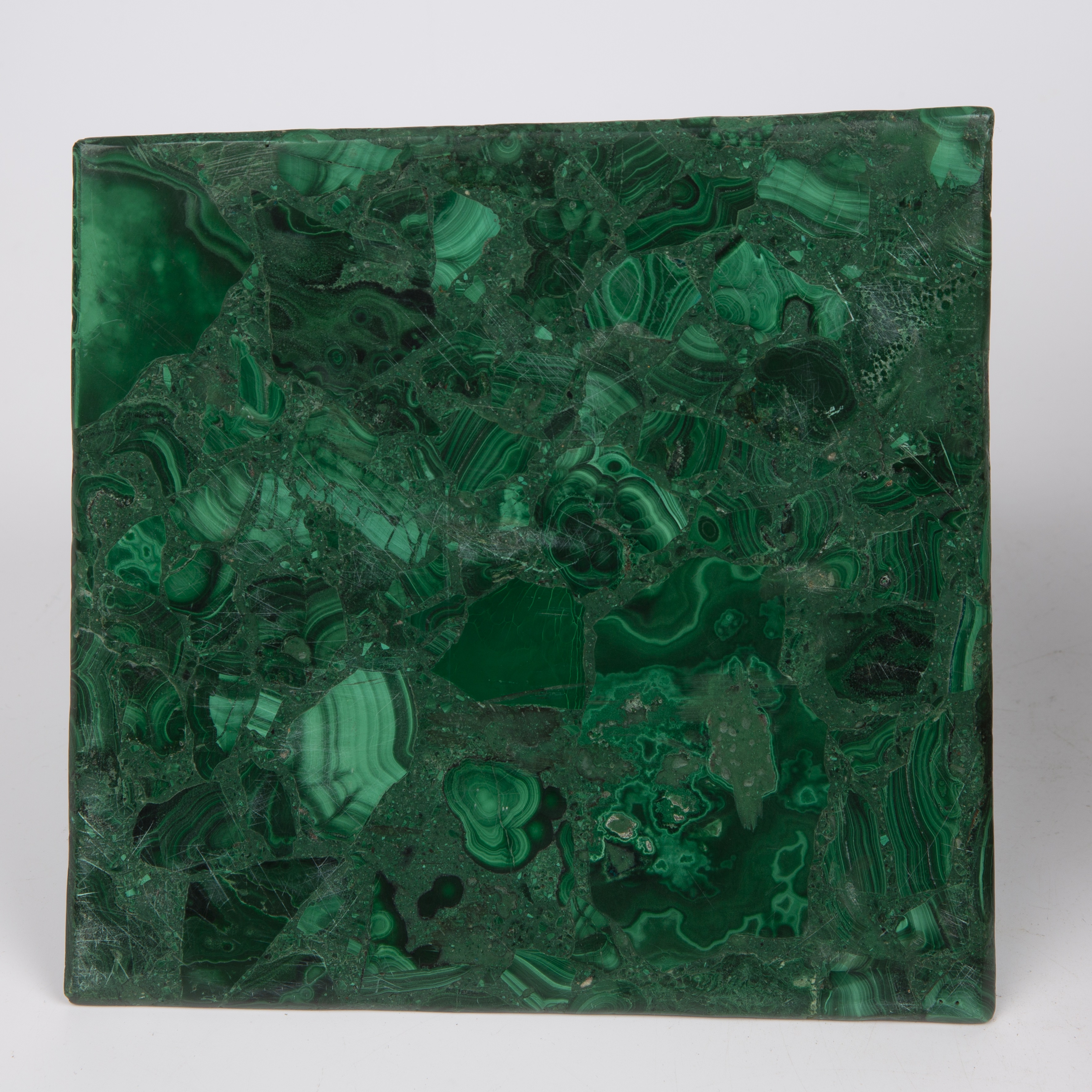 A malachite pyramid 19cm wide 20cm high together with an early 19th century leather bound - Image 4 of 4