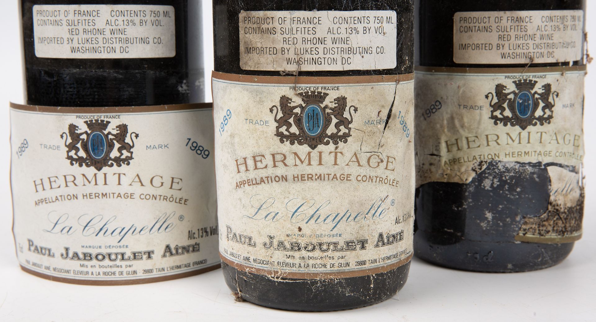 Three bottles of 1989 Paul Jaboulet Aine - Domaine de la Chapelle Hermitage La Chapelle, Rhone, - Image 2 of 2