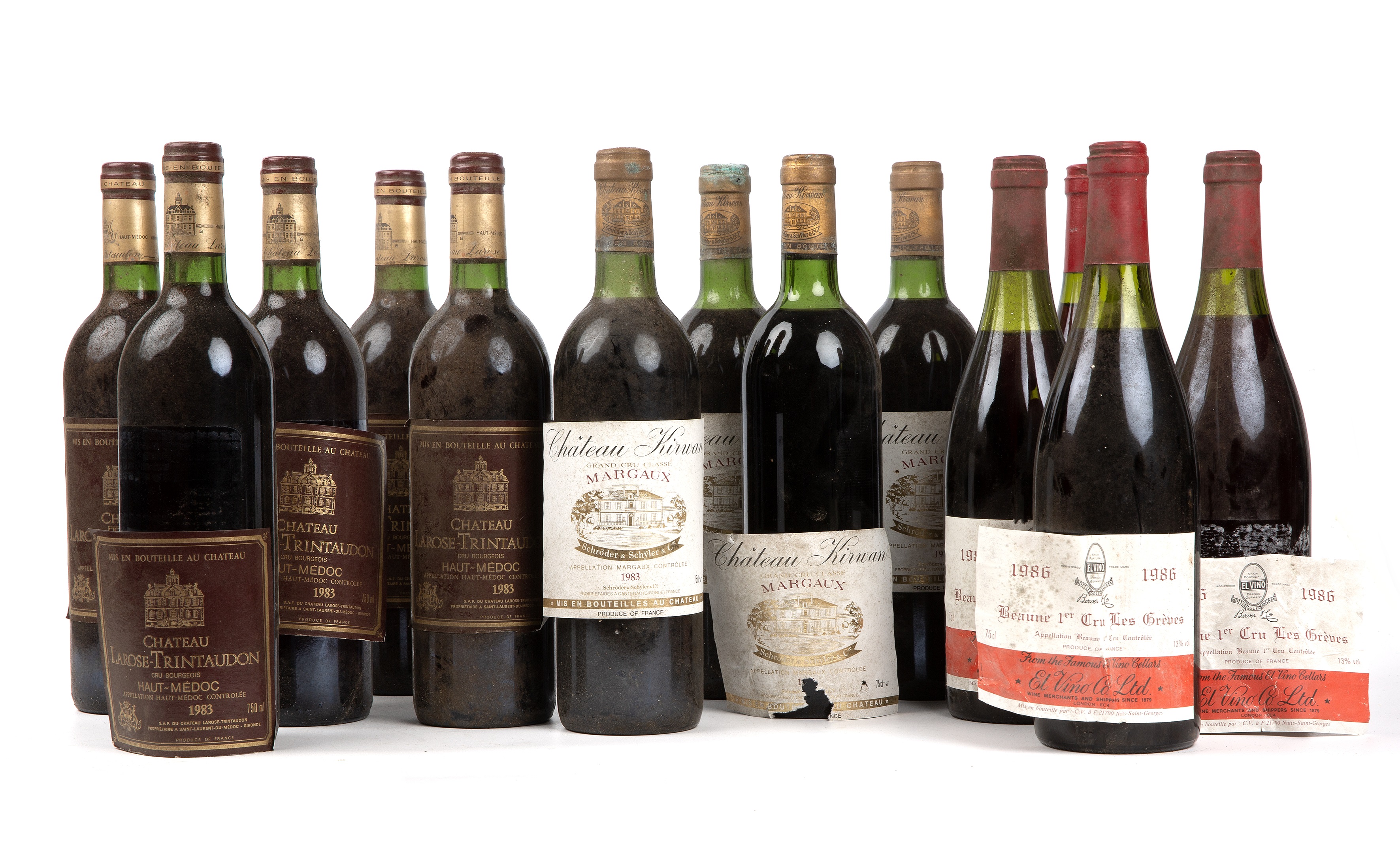 Five bottles of 1983 Chateau Larose Trintaudon, Haut-Medoc, France and four bottles of 1983