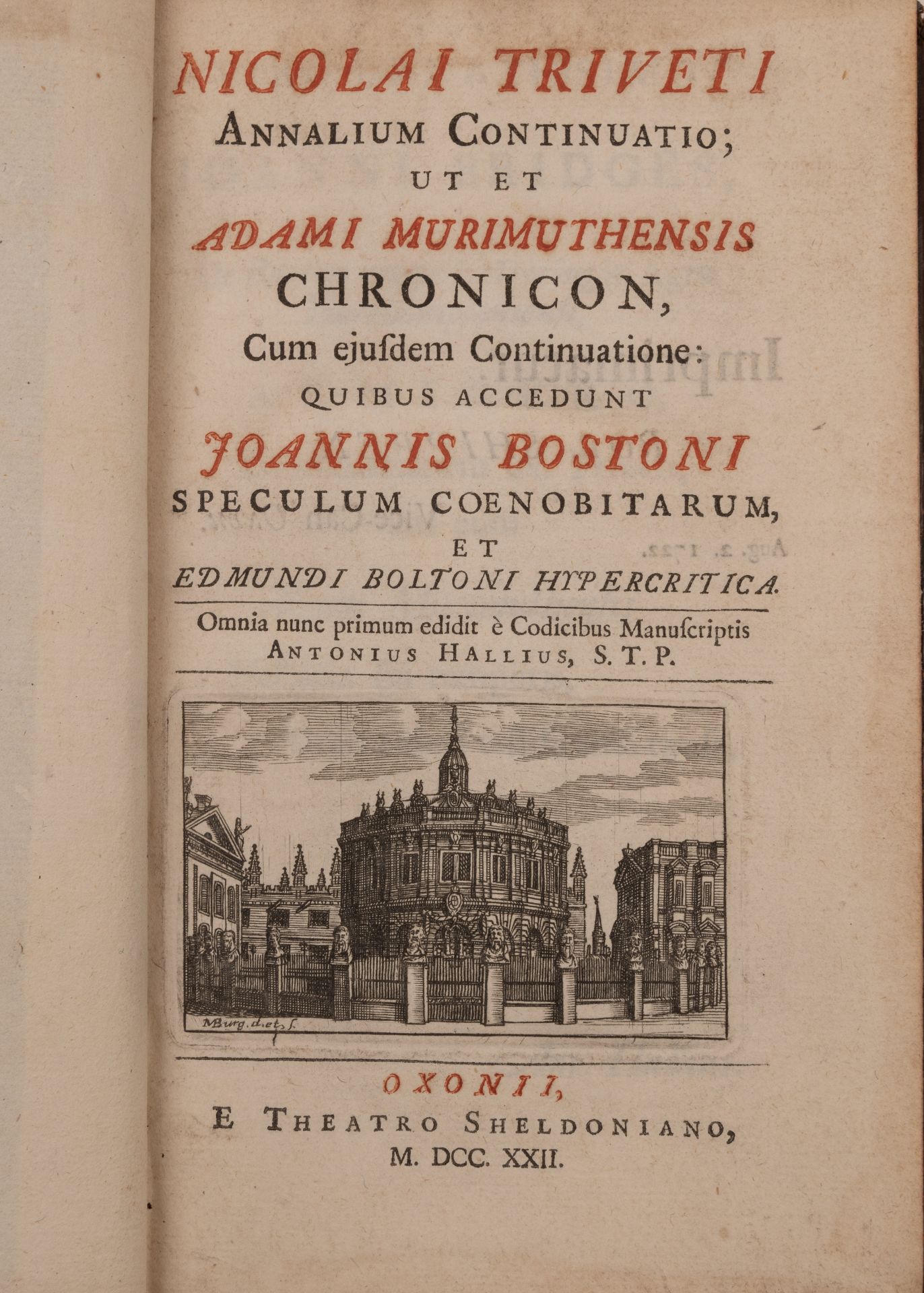 Triveti (Nicolas) Annalium Continuatio; ut et Adami Murimuthensis Chronicum... Anthony Hall Ed.
