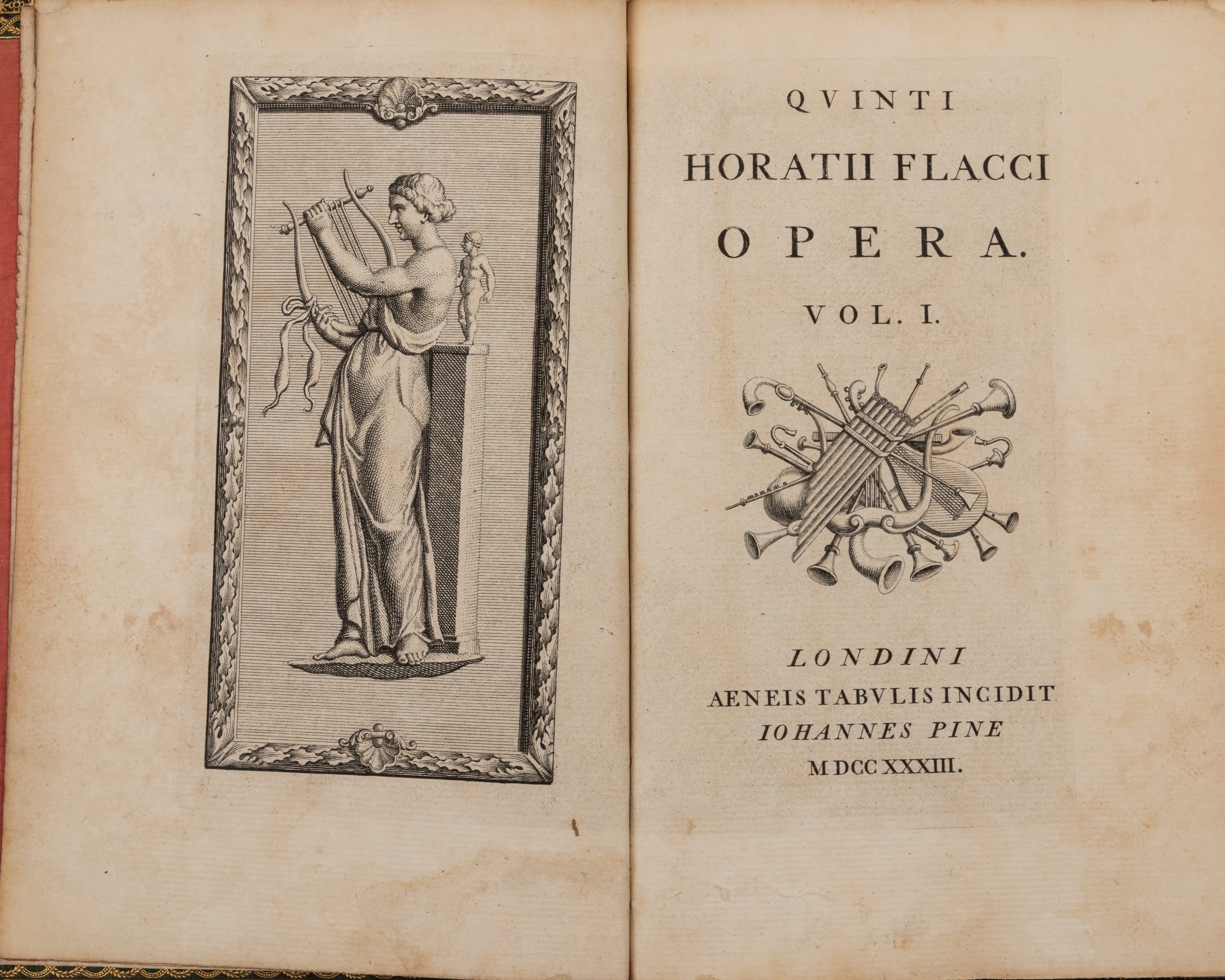 Horace. Quinti Horatii Flacci Opera. 2 vols. John Pine, London 1733-37, many engravings in text - Image 3 of 3