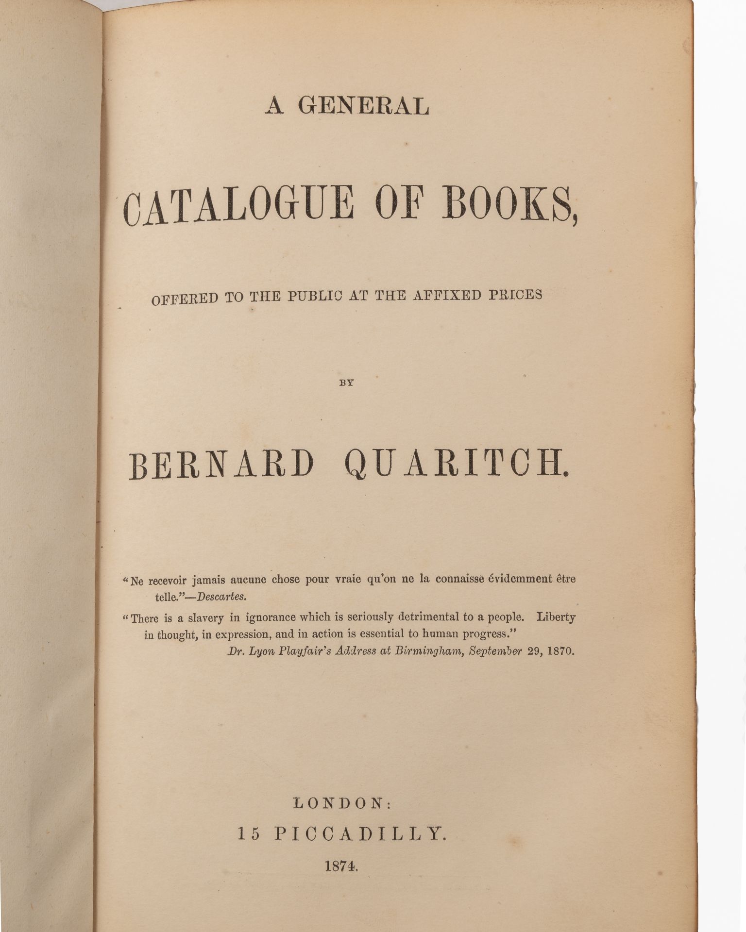 Quaritch (Bernard). 'A General Catalogue of Books offered to the Public at the affixed prices'. 1889 - Bild 5 aus 5