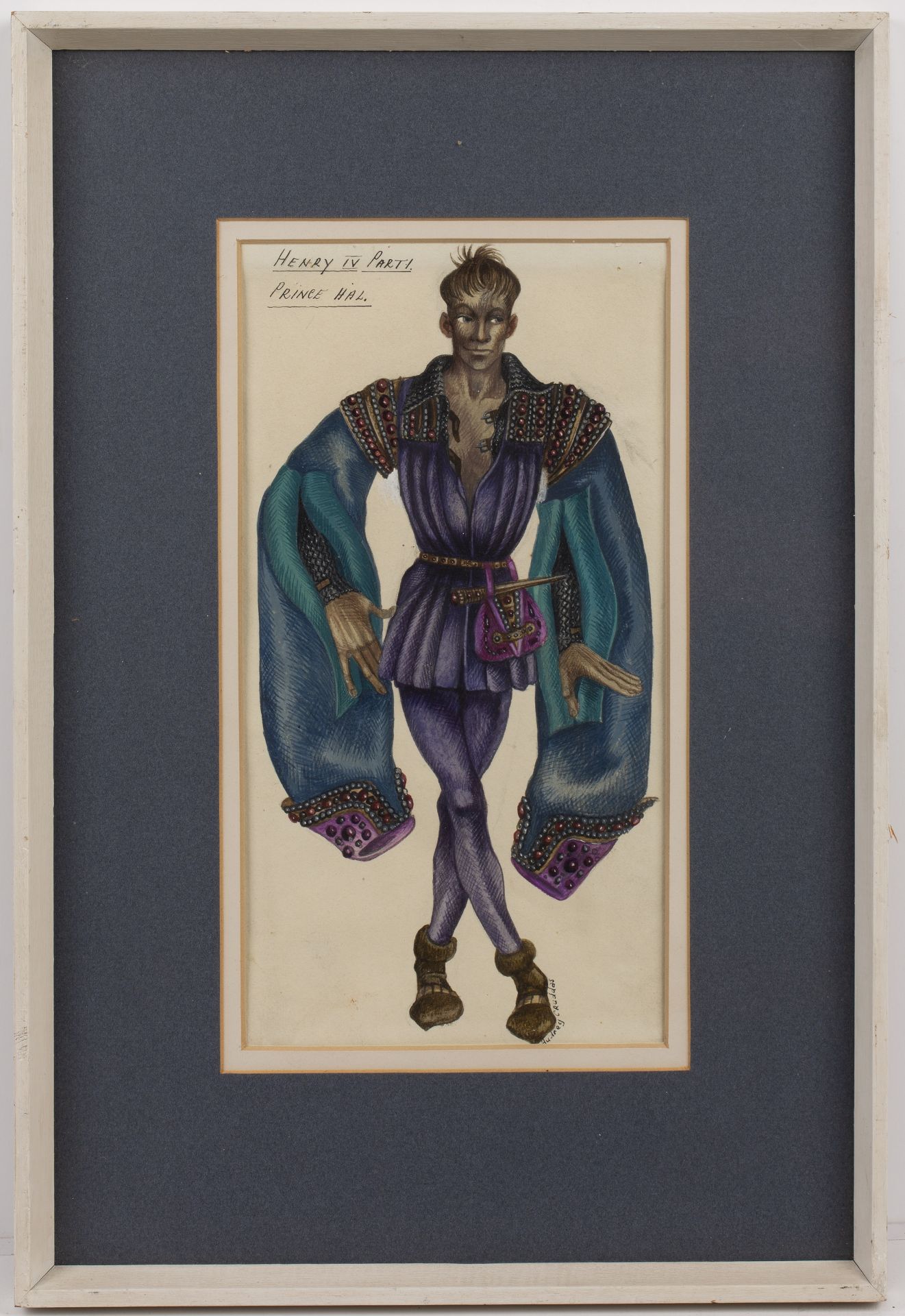 Audrey Cruddas (1912-1979) two theatrical figures, Henry IV part 1 and Henry IV, watercolours 26cm x - Bild 5 aus 6