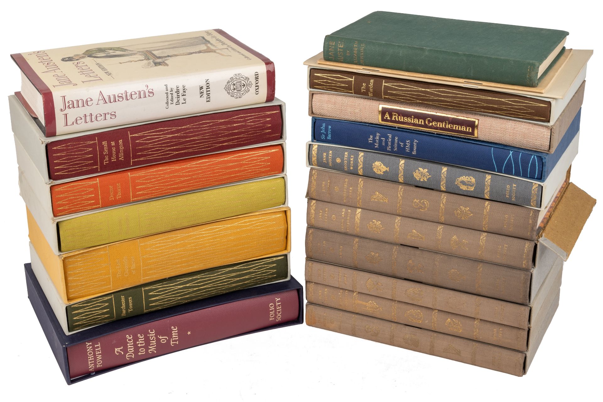 Folio Society:- Jane Austen. Six titles c1960 in worn condition plus Shorter Works 1975 plus two
