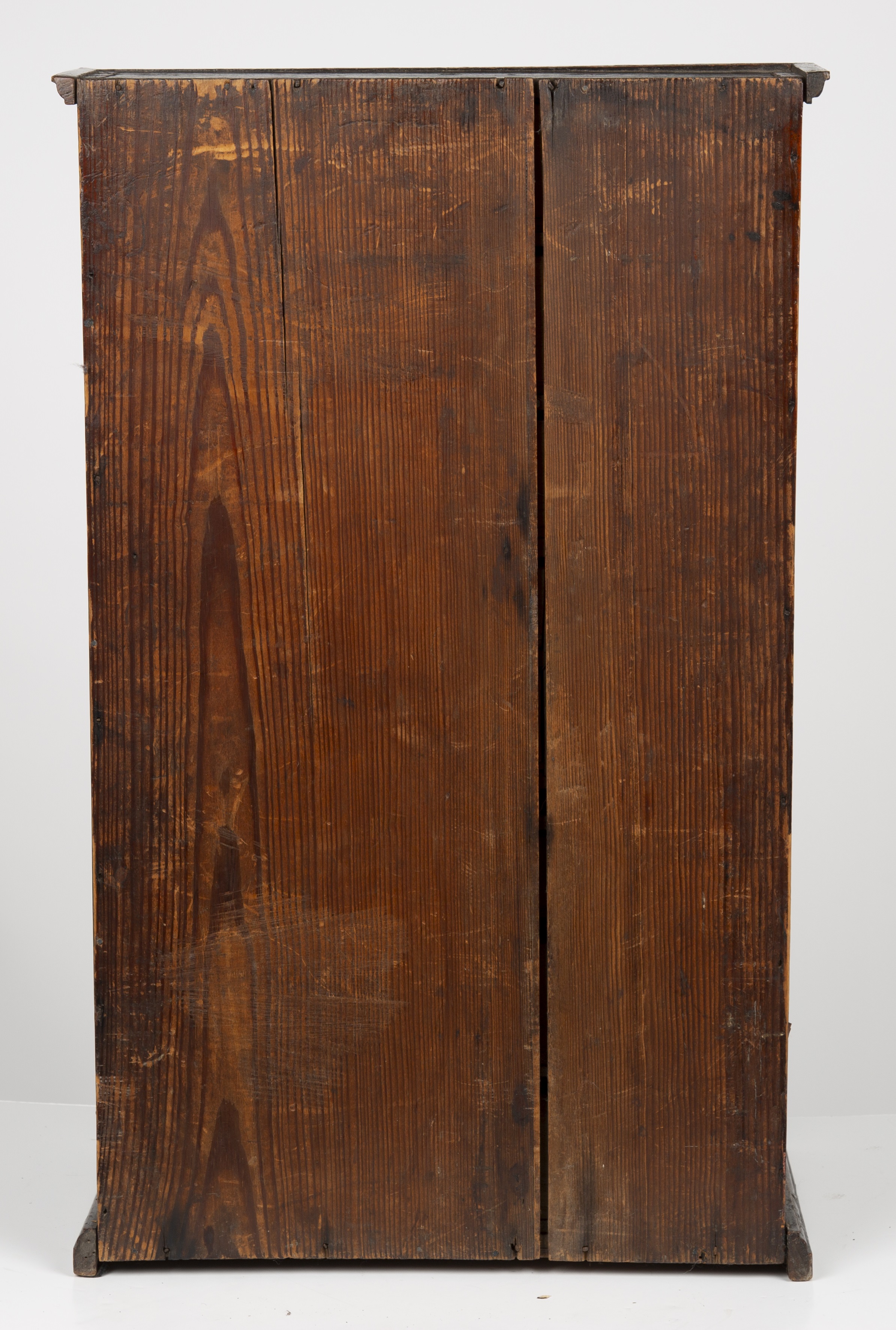 An 18th century elm apprentice bureau bookcase with panelled doors above a fall front three - Image 5 of 26