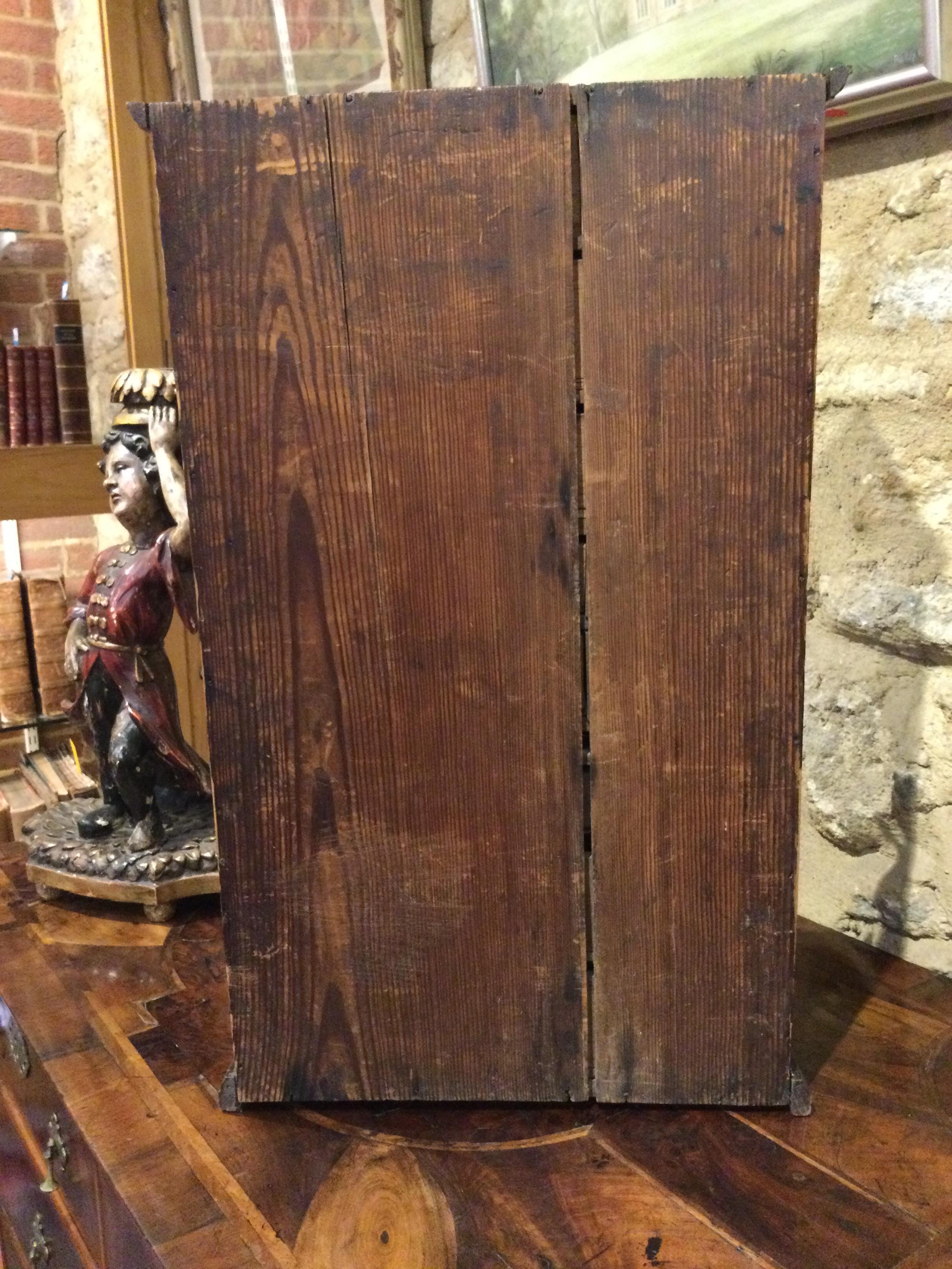 An 18th century elm apprentice bureau bookcase with panelled doors above a fall front three - Image 15 of 26