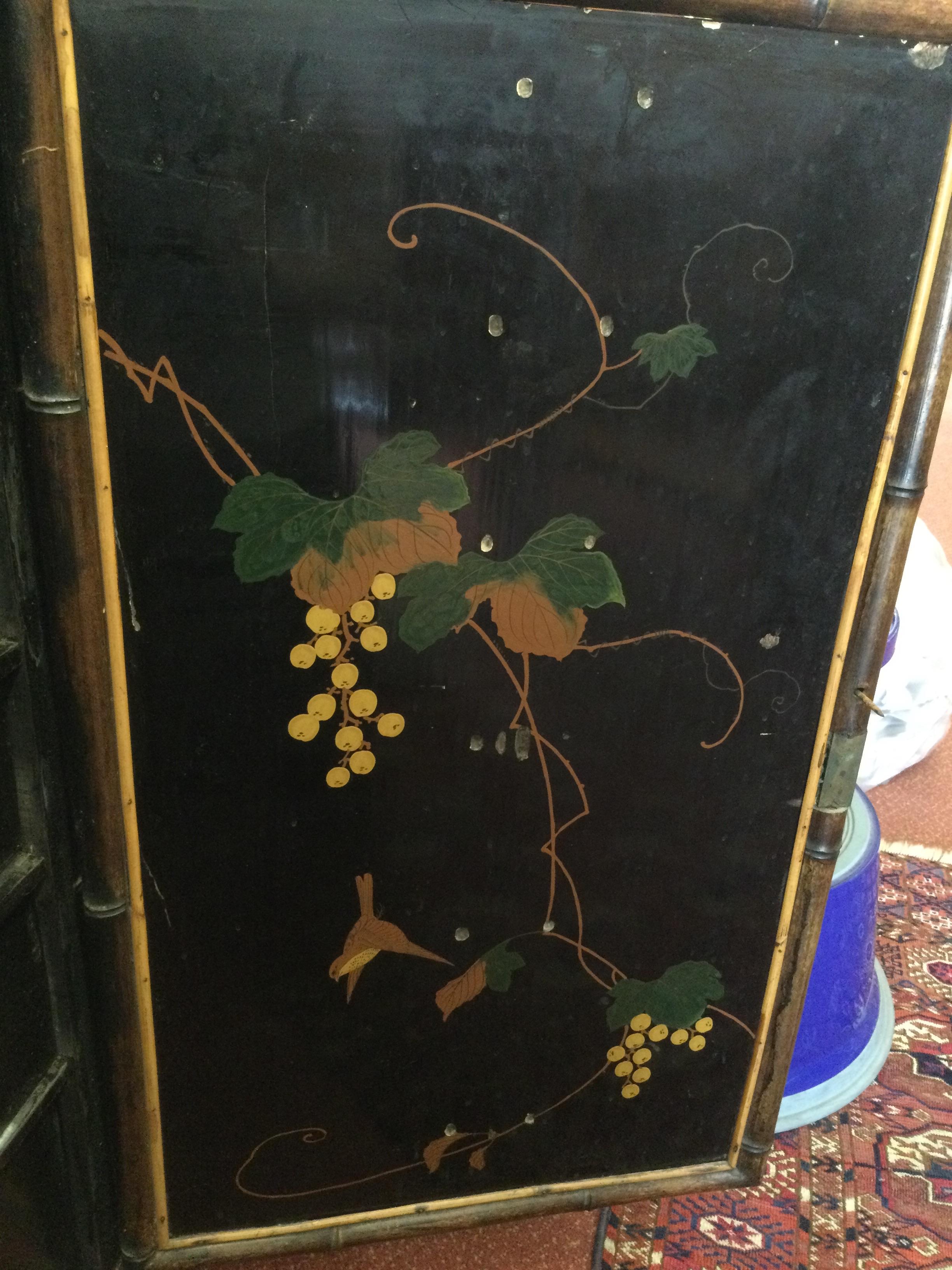 A late 19th century lacquered bamboo cabinet with a single door opening to reveal six drawers 47cm - Image 8 of 47