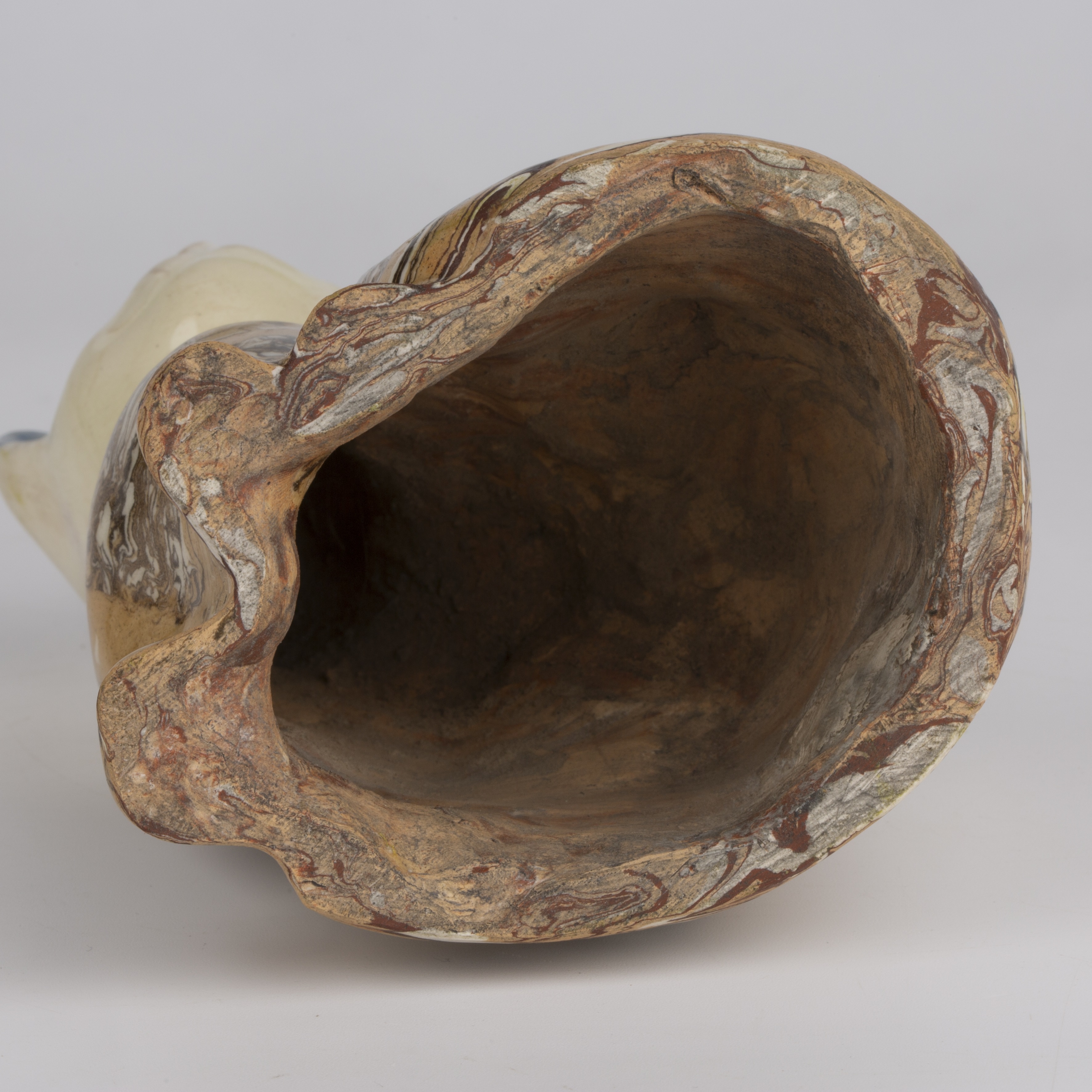 A 19th century agate ware pottery cat, with marbled glaze circa 1860 1cm wide 14.5cm high Hairline - Bild 3 aus 12