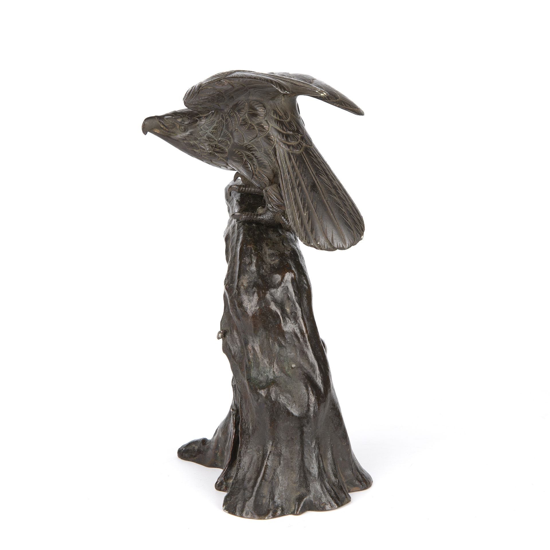 A 19th century Japanese bronze eagle on tree perch 15cm wide 26cm high together with an eastern - Bild 3 aus 11