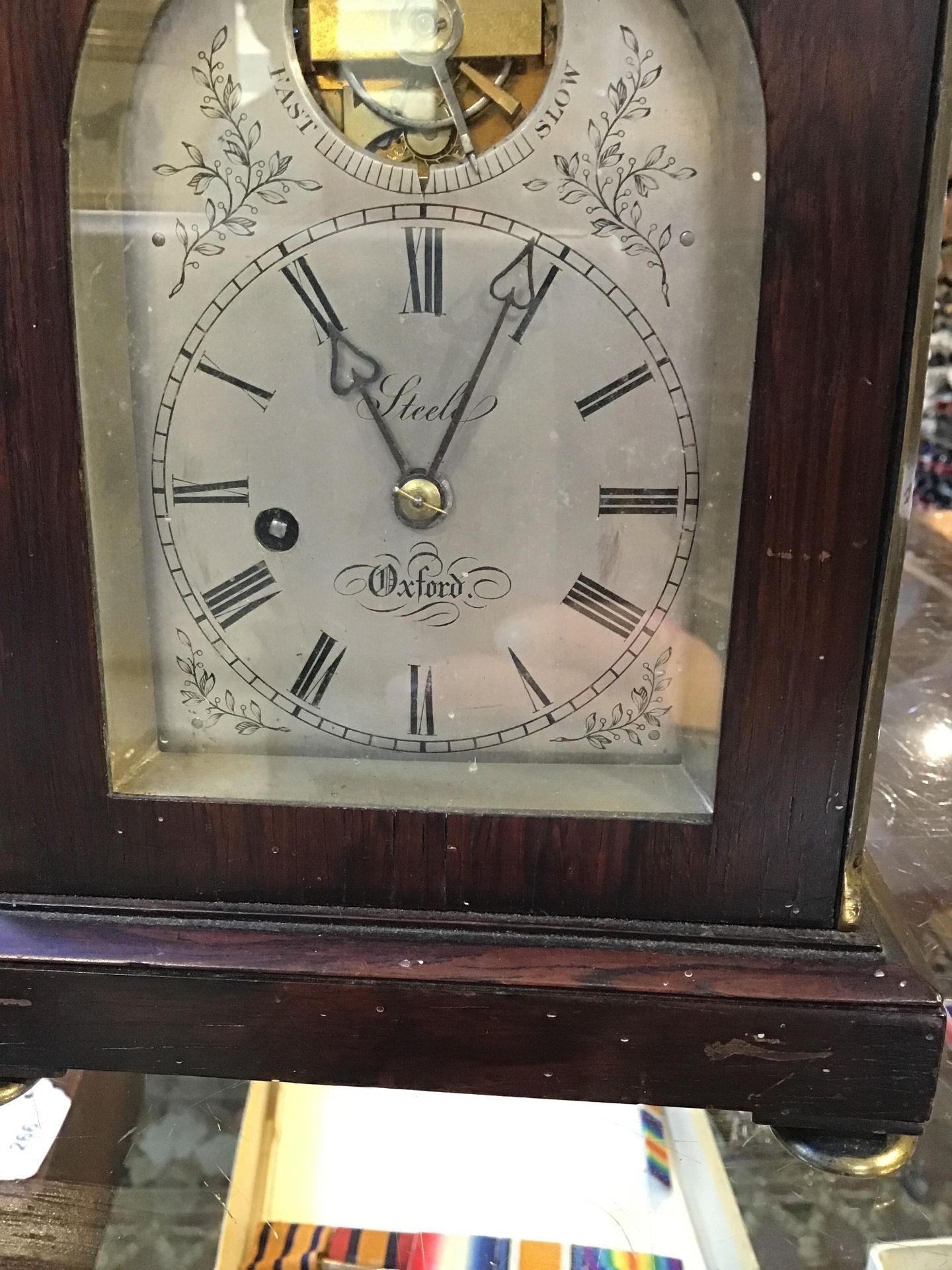 A mid 19th century rosewood campaign travelling timepiece with a visible escapement and a fusee - Bild 10 aus 14