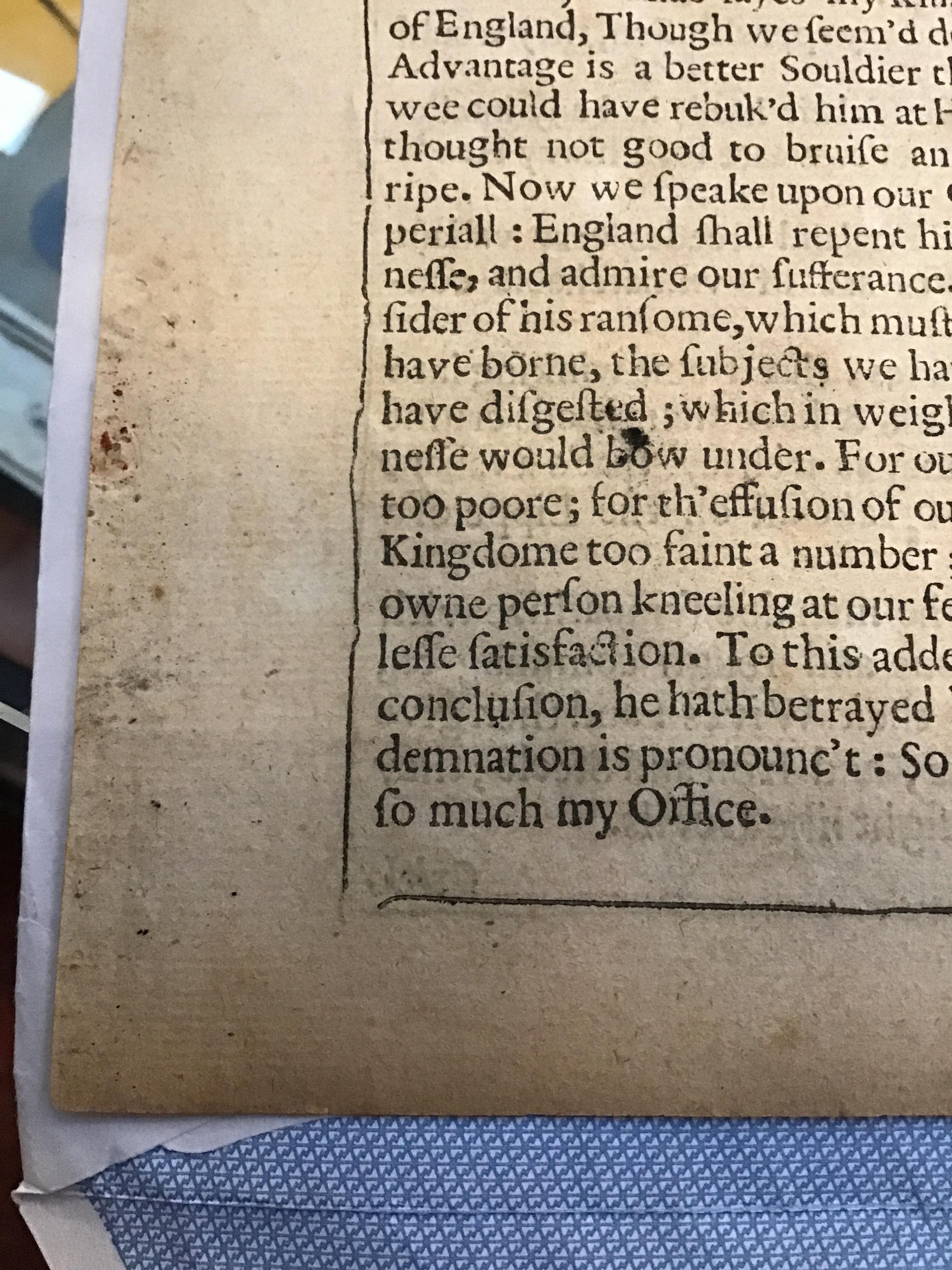 Shakespeare (William) 'The Life of Henry the Fift' pp81/82 from the Second Folio, loose It is very - Image 4 of 9