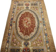 An early to mid 19th century English Axminster carpet fragment 284cm x 438cm Purchased from the