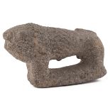 An ancient stone handmill in the form of a lion, possibly Babylonian 22cm wide 13cm high. Passed