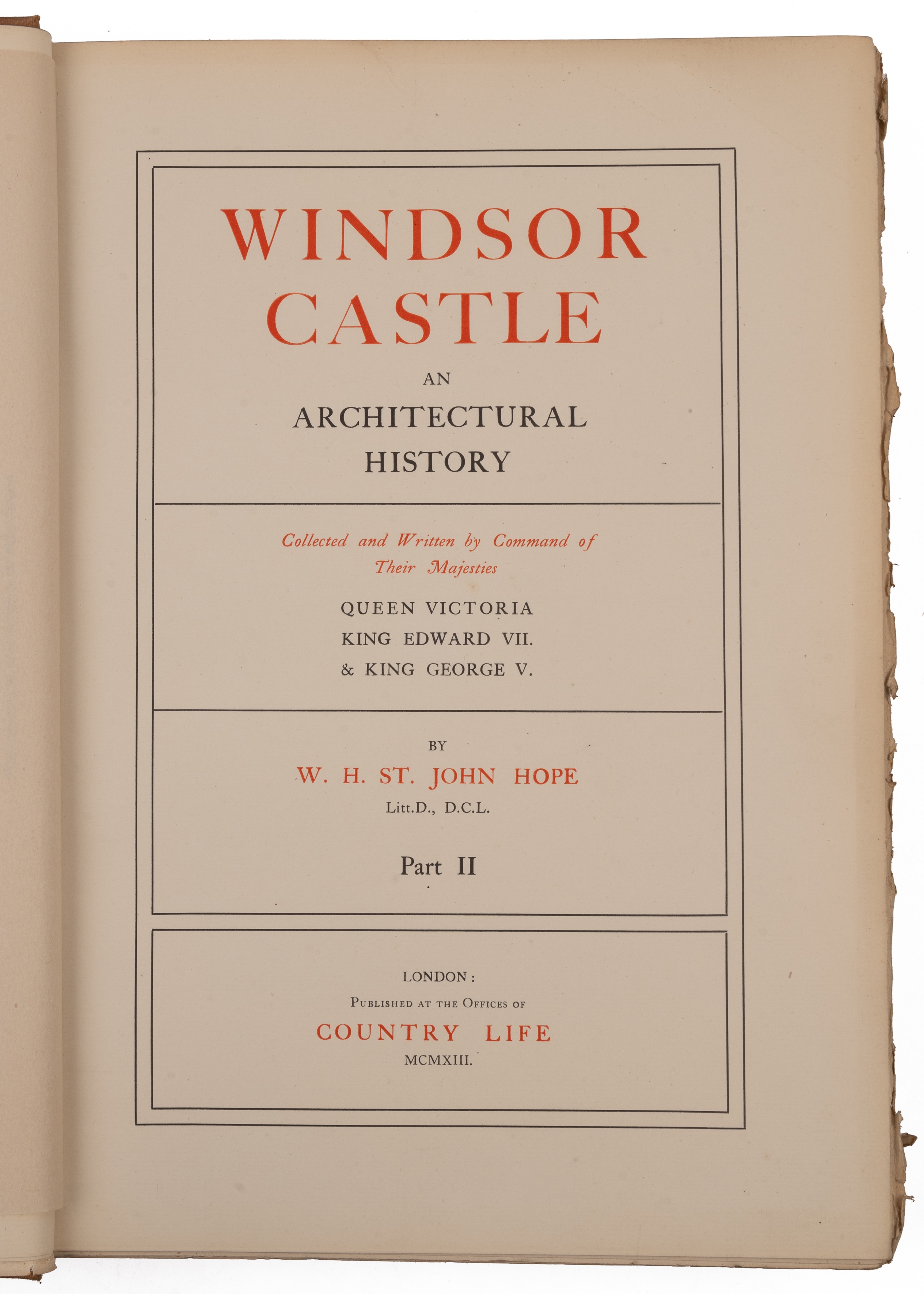 St John Hope (W.H.) 'Windsor Castle, An Architectural History' Country Life, London 1913. 2 vols. - Image 4 of 9