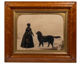 Henry Albert Frith (1837-1854) A lady and her dog, silhouette, signed and dated 1847 29cm x 39cm