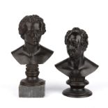 Two early 19th century Berlin foundry Goethe and Schiller iron busts, both 14cm high