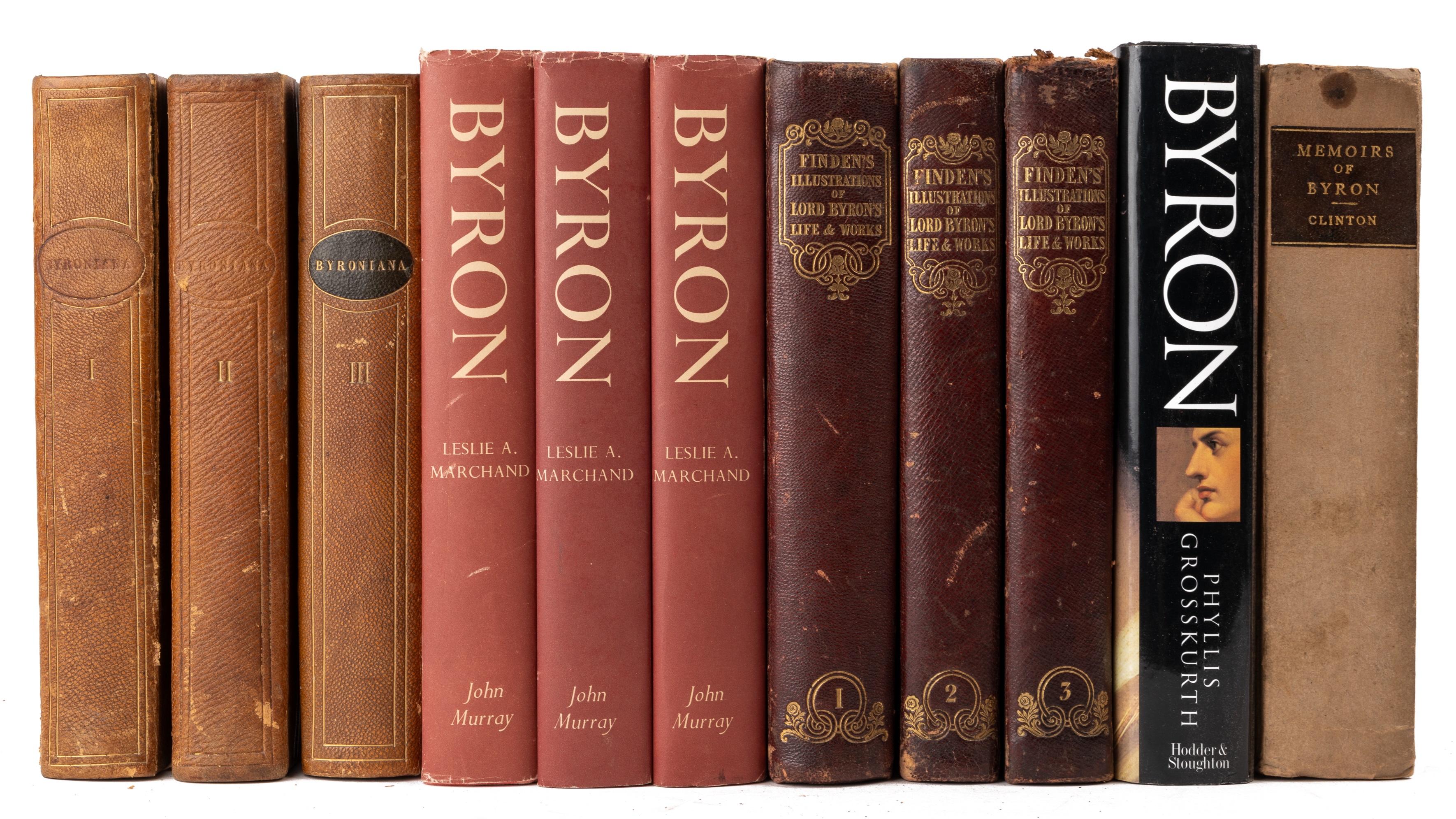 Byron (Lord George) 'Byronia' 3 vols. c1820 with pasted in cutting and illustrations, original