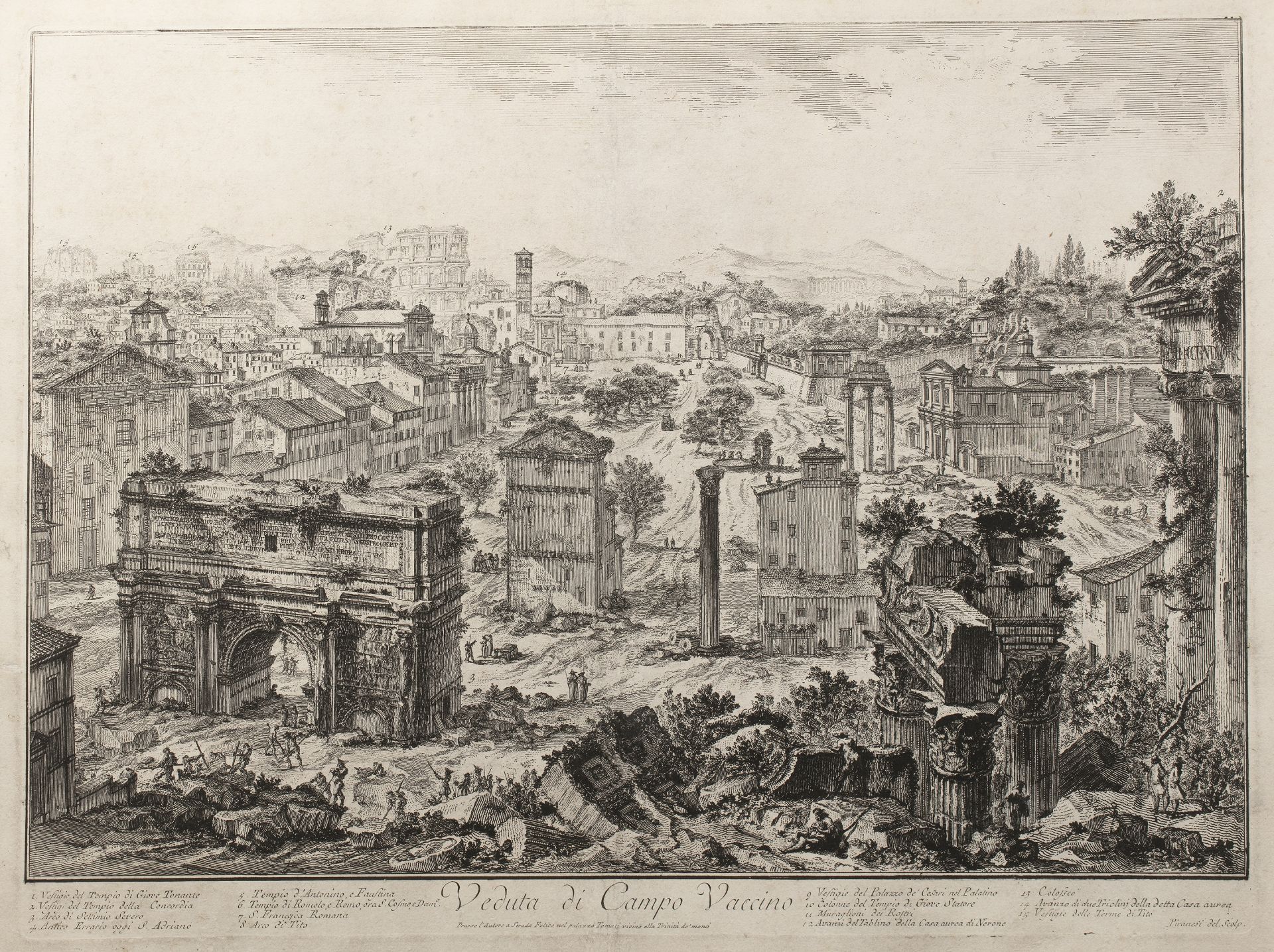 Giovanni Battista Piranesi (1720-1780). Veduta di Campo Vaccino, engraving 41cm x 54cm and Tempio