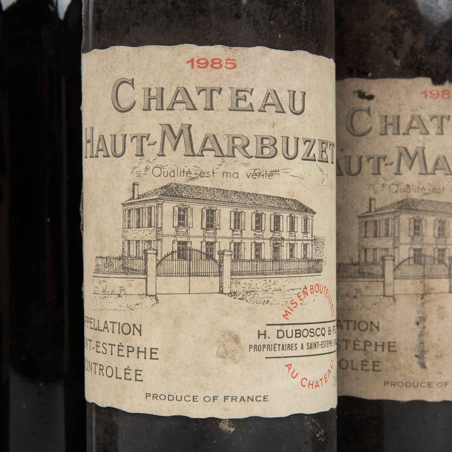 Six bottles of 1985 Chateau Haut-Marbuzet, Saint-Estephe, France (6) Cellar stored, one lable - Image 2 of 2