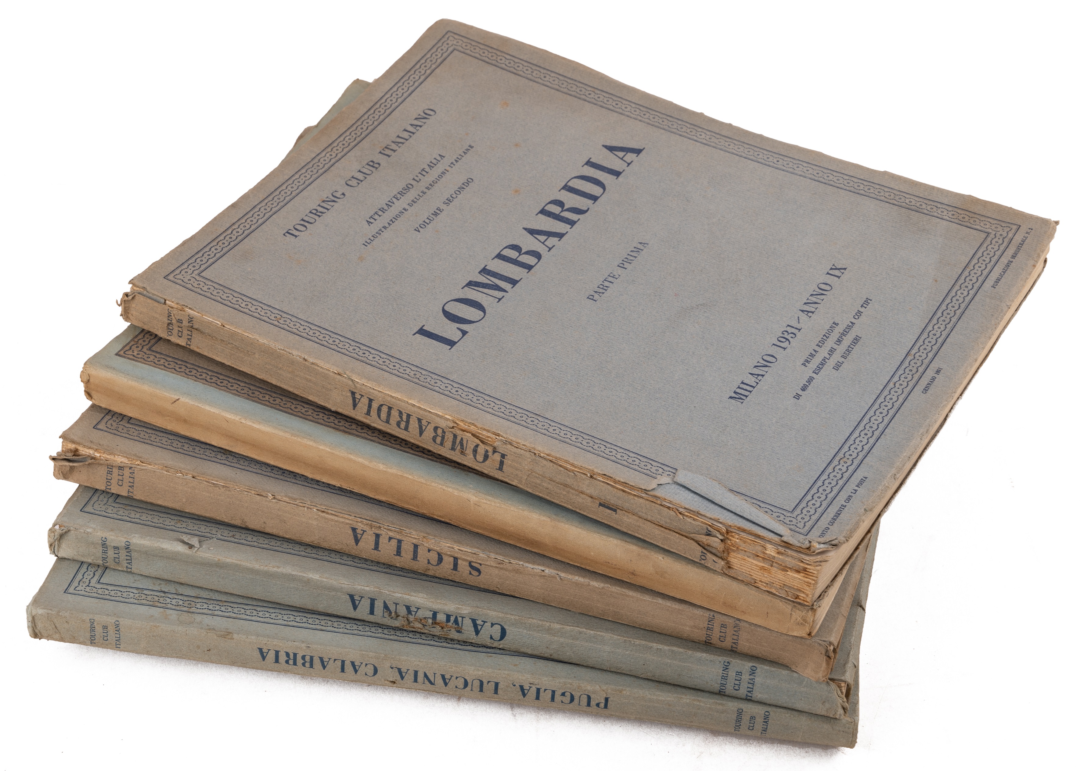 Touring Club. Italiano Milan 1931/2/3/6/7. Lombardia. 2 vols. Sicilia Campania and Puglia,