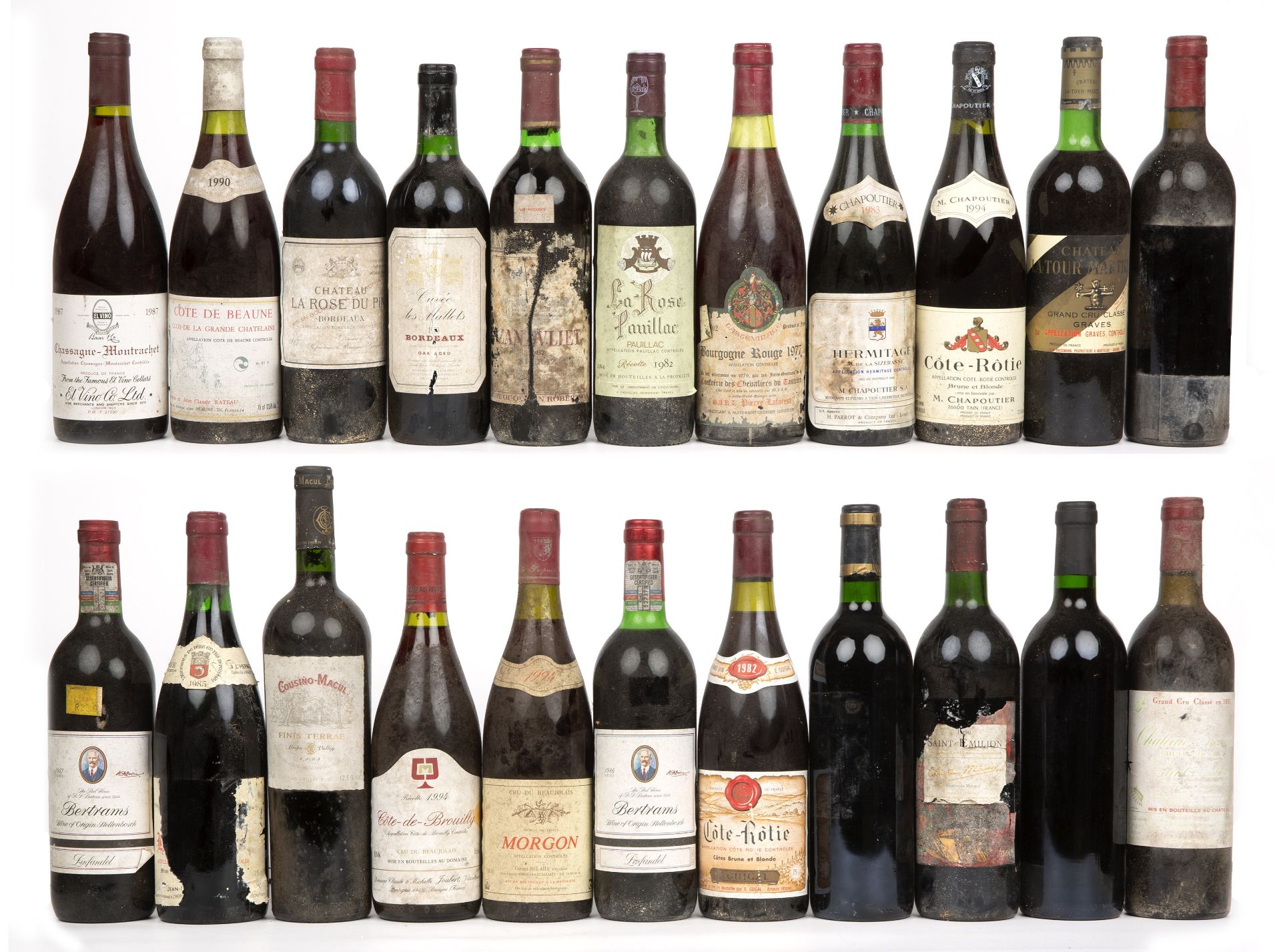 22 bottles of vintage French red wine