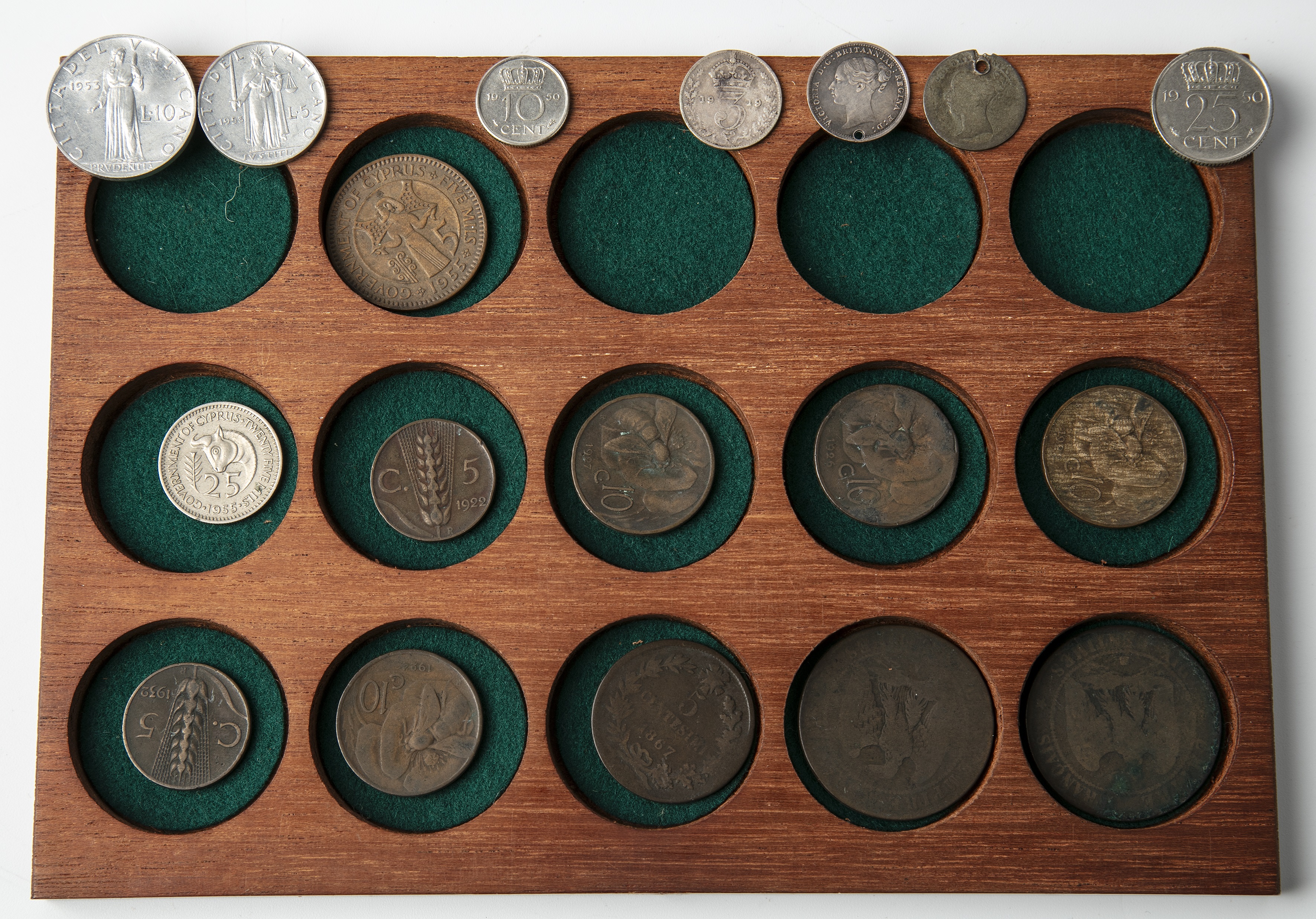 A cabinet on antique coins to include Roman coins, Gordian III, other coins George III 1787 - Image 10 of 12