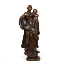 A Late 17th/early 18th century German carved limewood sculpture depicting the Virgin Mary and